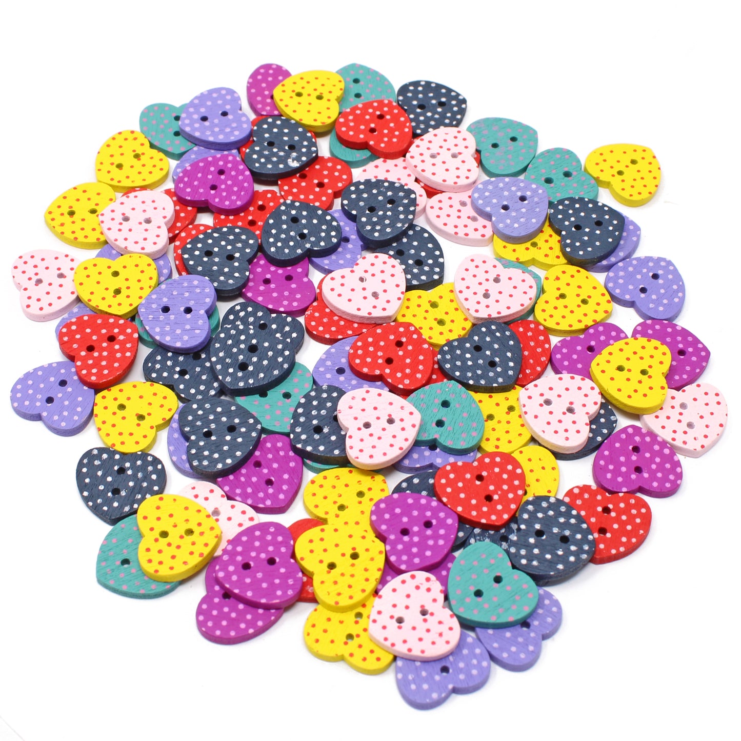 Heart 100 Mixed Wooden & Acrylic Buttons