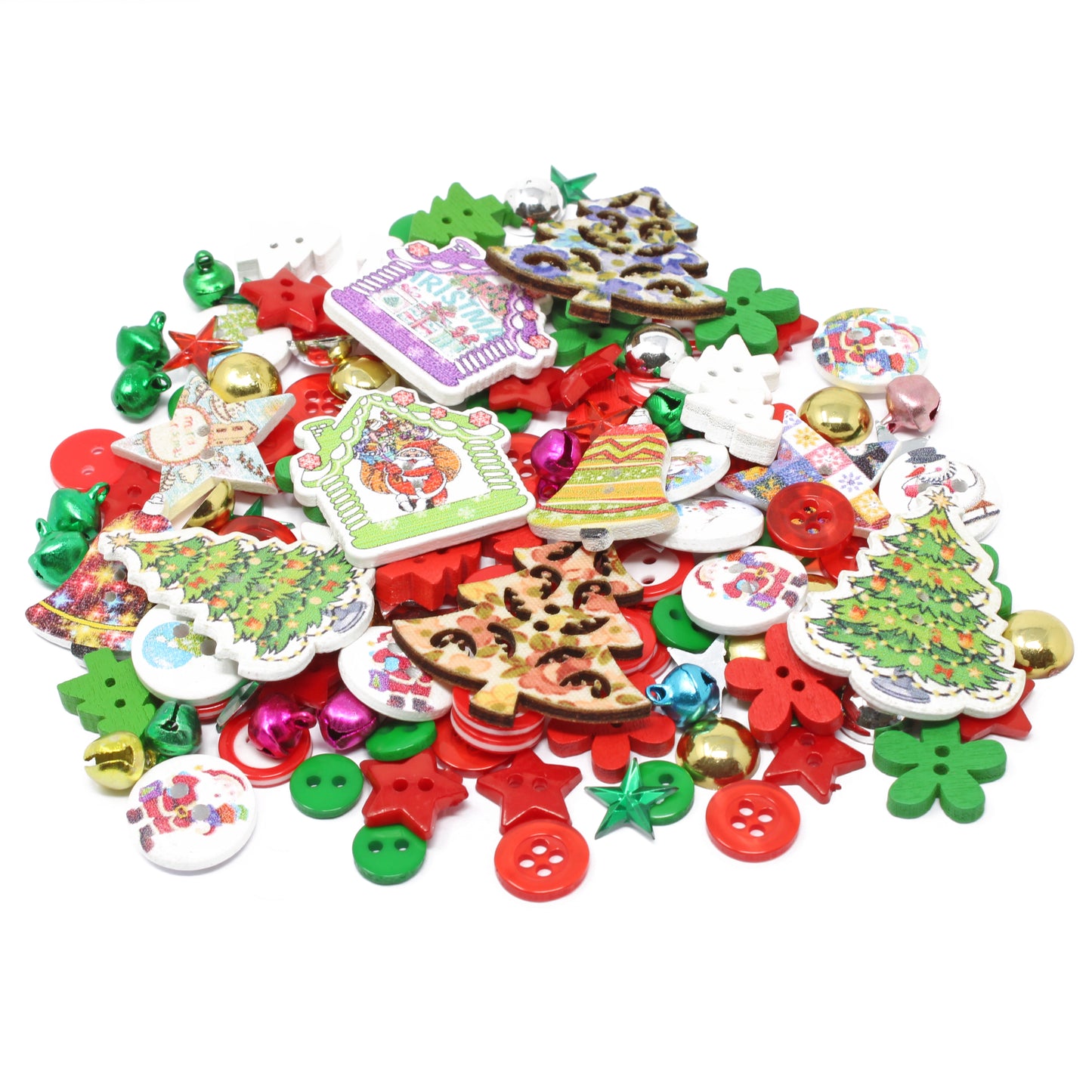 Christmas Mix 150 Mix Wood Acrylic & Resin Buttons