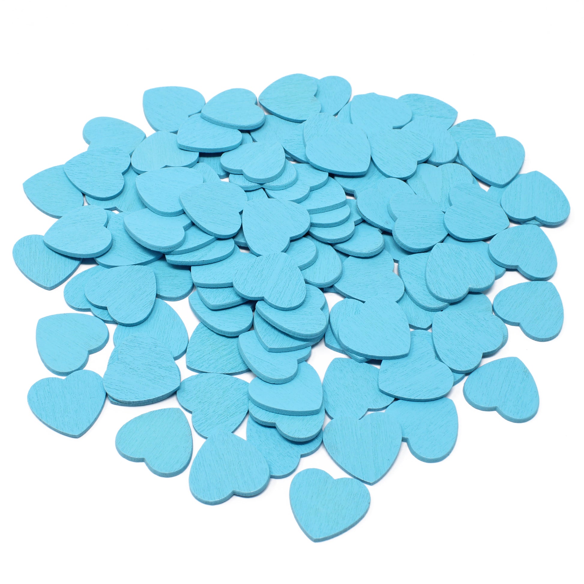 Light Blue 18mm Wooden Craft Coloured Hearts