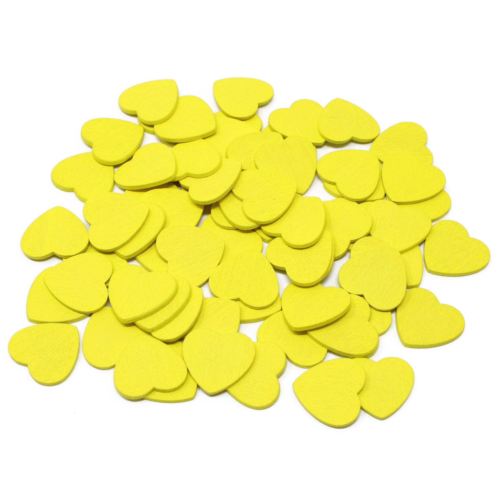 Yellow 18mm Wooden Craft Coloured Hearts