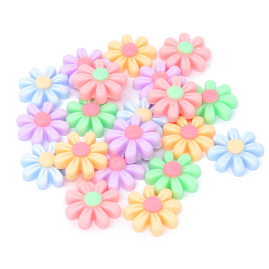 20 Mix Pastel 20mm Cute Daisy Flower Resin Flatbacks