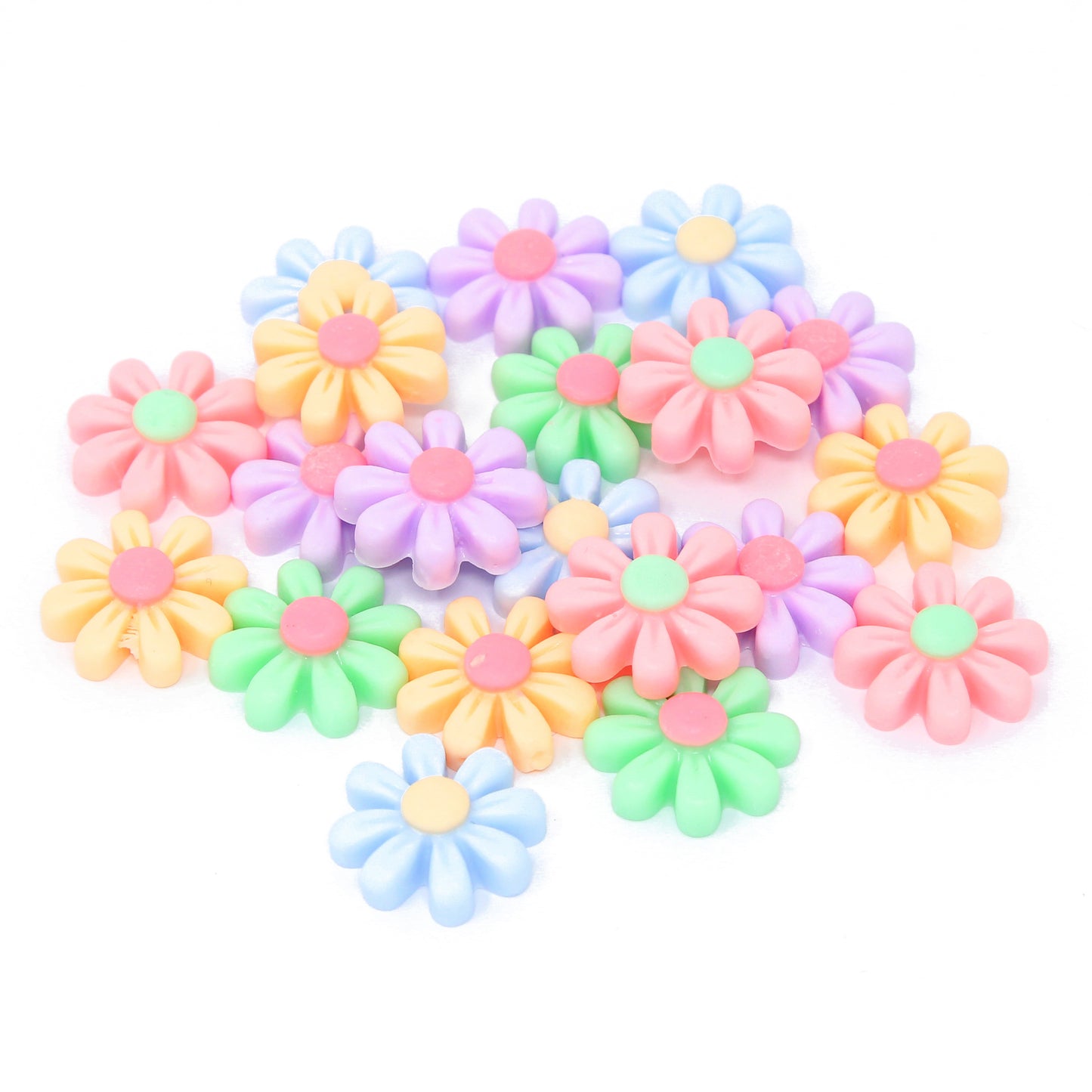 20 Mix Pastel 20mm Cute Daisy Flower Resin Flatbacks