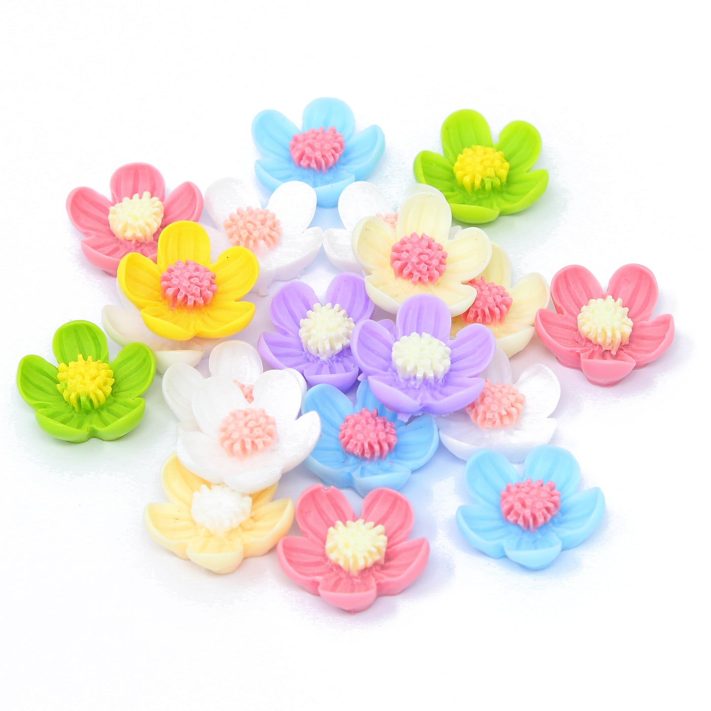 20 Mix 20mm Waterlily Shaped Resin Flower Flatbacks