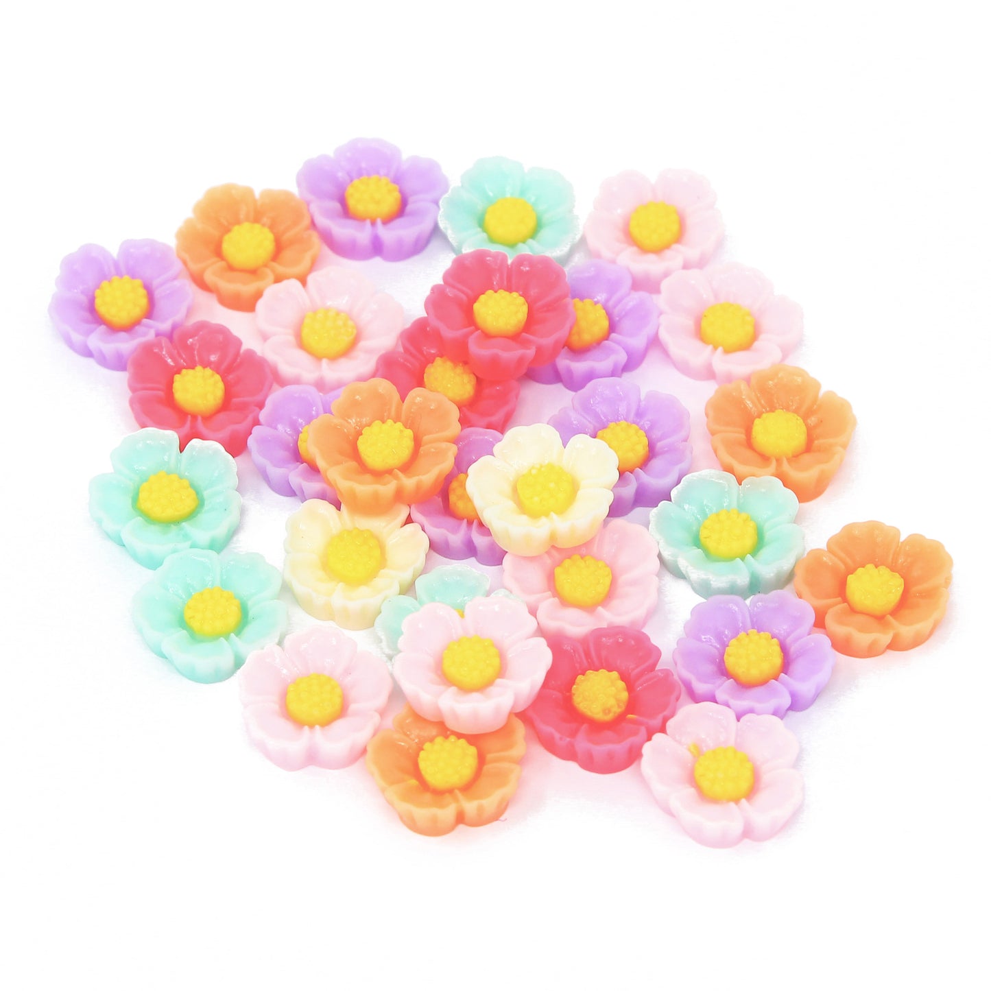 30 Mix Pastel 17mm Waterlily Flower Resin Flatbacks