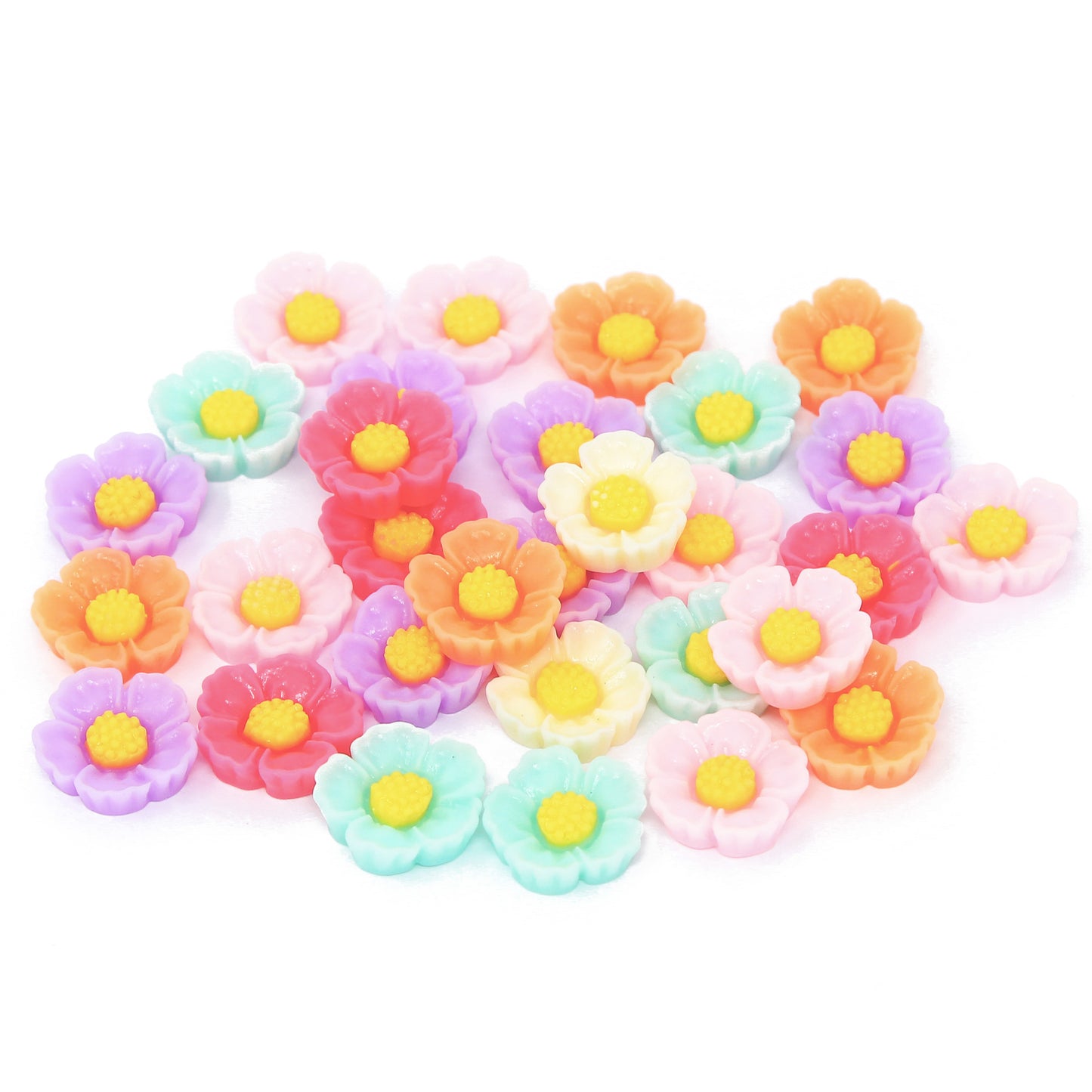 30 Mix Pastel 17mm Waterlily Flower Resin Flatbacks