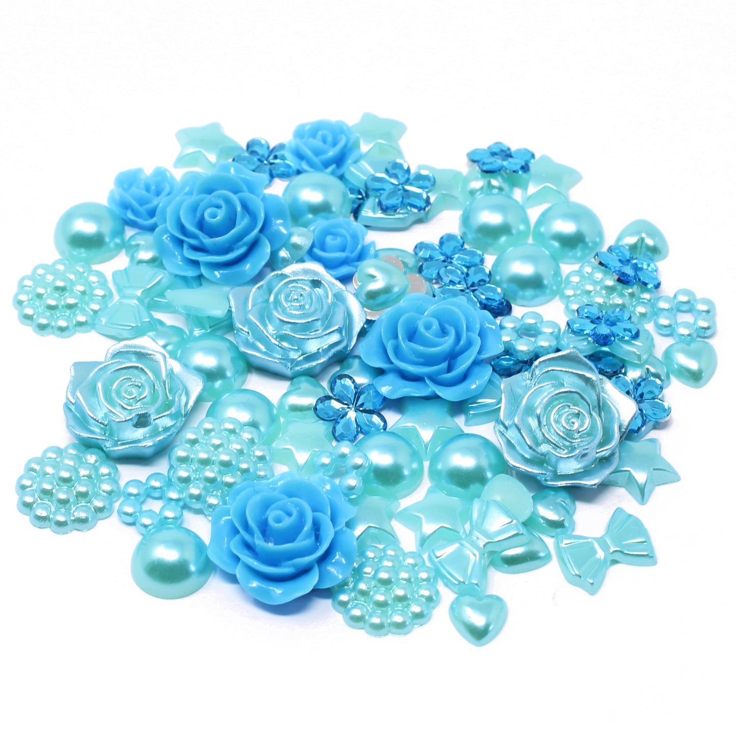 Blue 80 Mix Resin Craft Embellishment Flatbacks