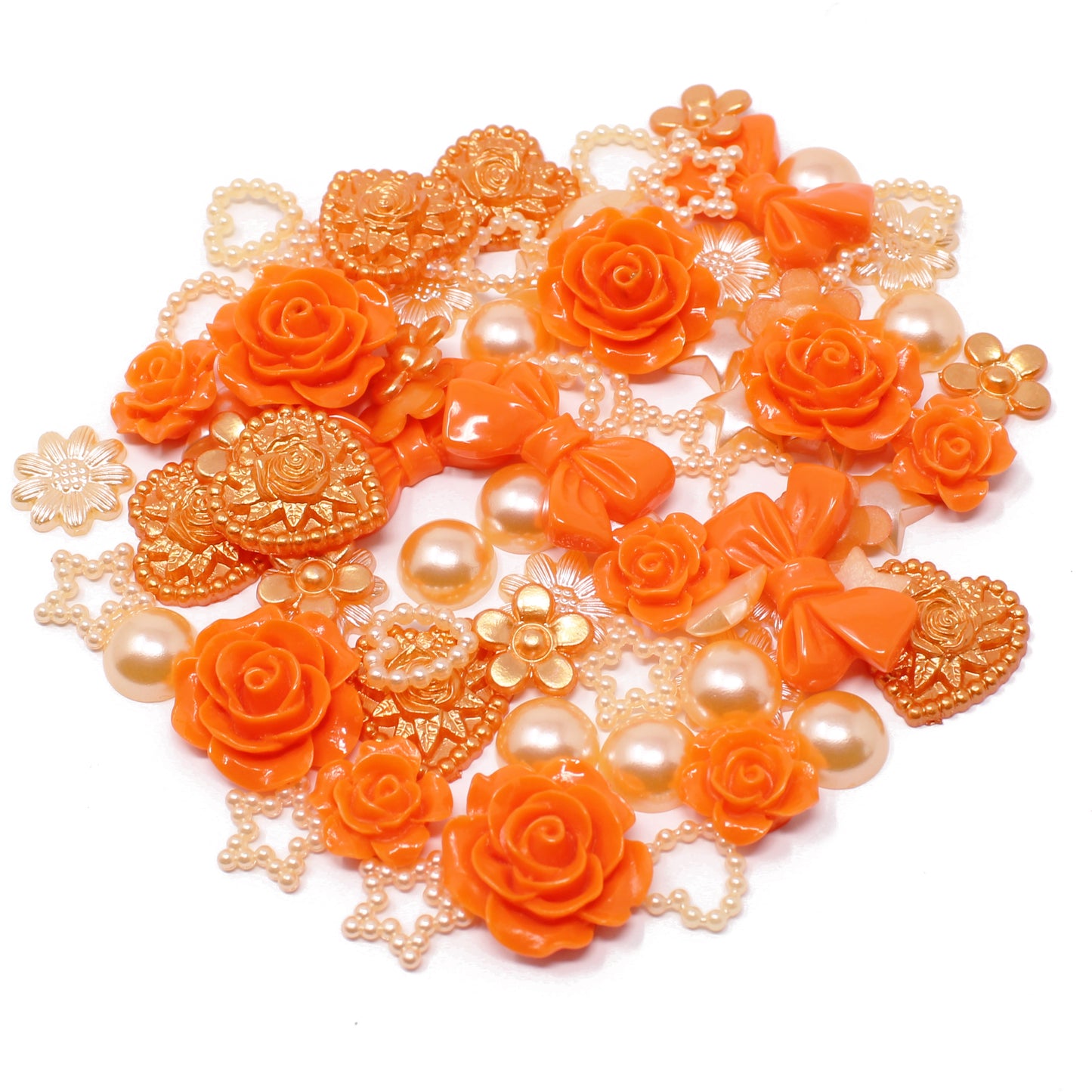 Orange 80 Mix Resin Craft Embellishment Flatbacks