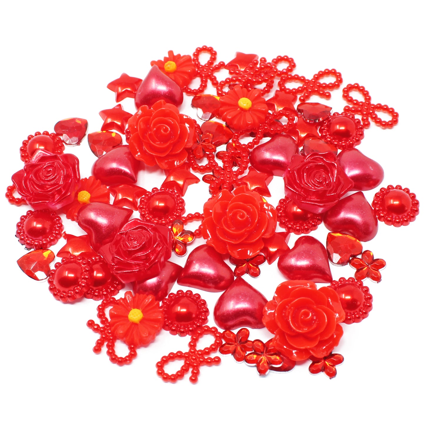 Red 80 Mix Resin Craft Embellishment Flatbacks