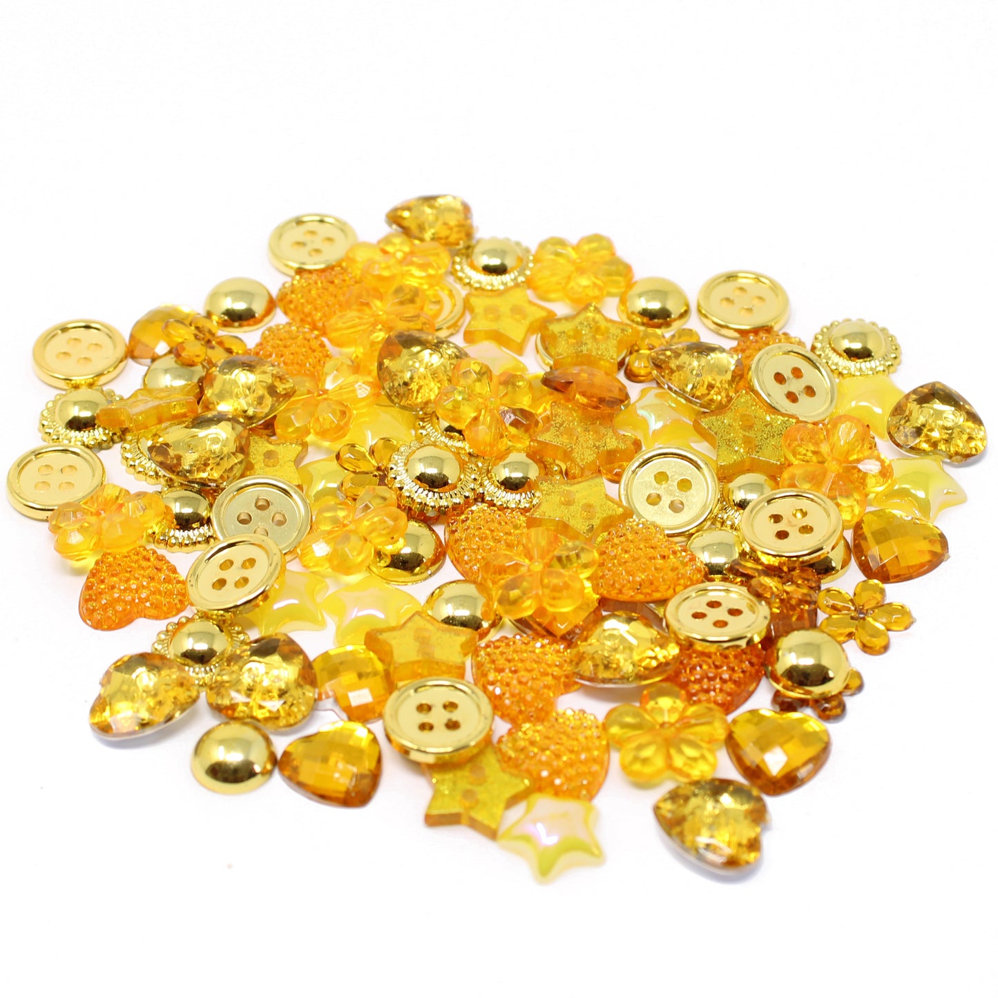 Gold 100 Mix Acrylic & Resin Buttons & Flatbacks