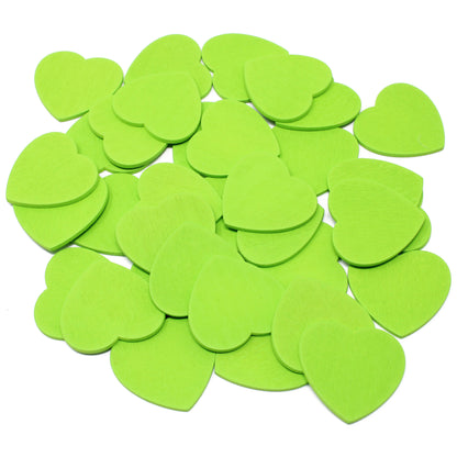 Green 28mm Wooden Craft Coloured Hearts