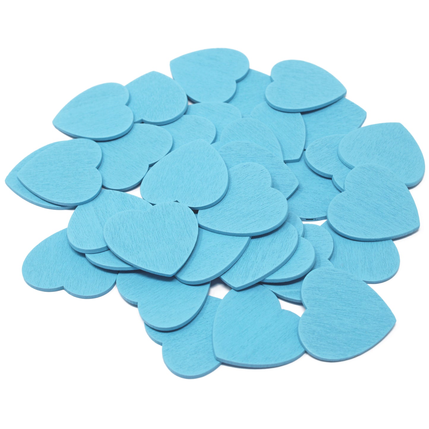 Light Blue 28mm Wooden Craft Coloured Hearts