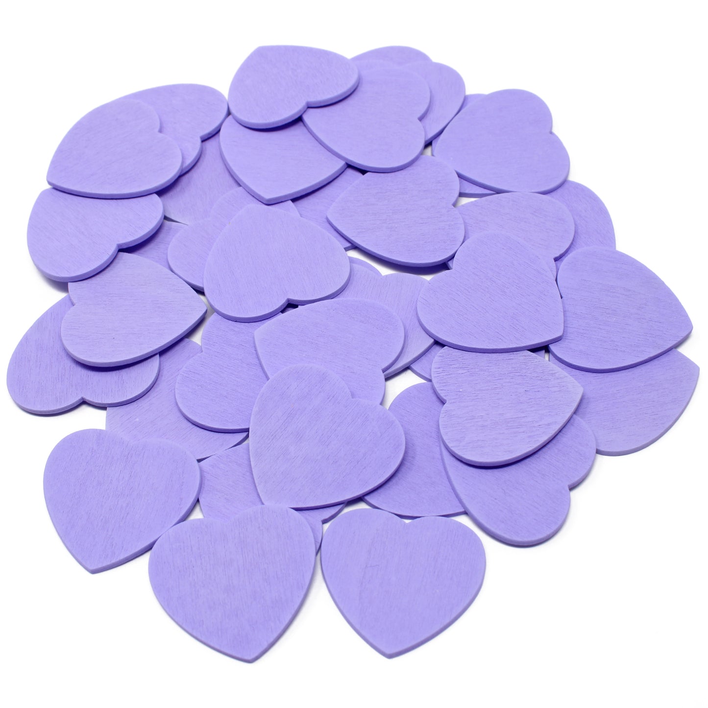 Lilac 28mm Wooden Craft Coloured Hearts