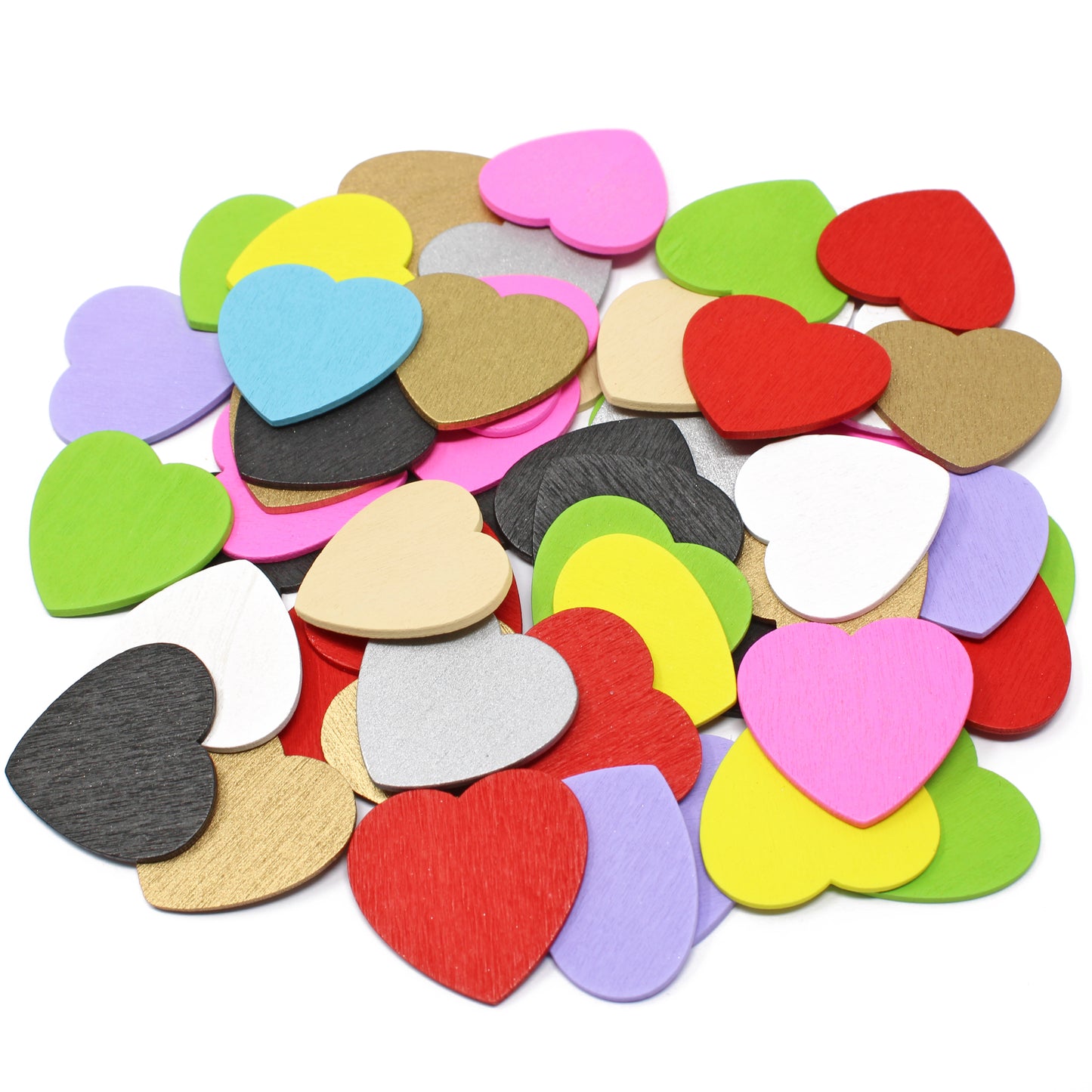 Multicoloured 28mm Wooden Craft Coloured Hearts