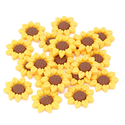 20x Yellow 20mm Petal Detailed Sunflower Resin Flatbacks