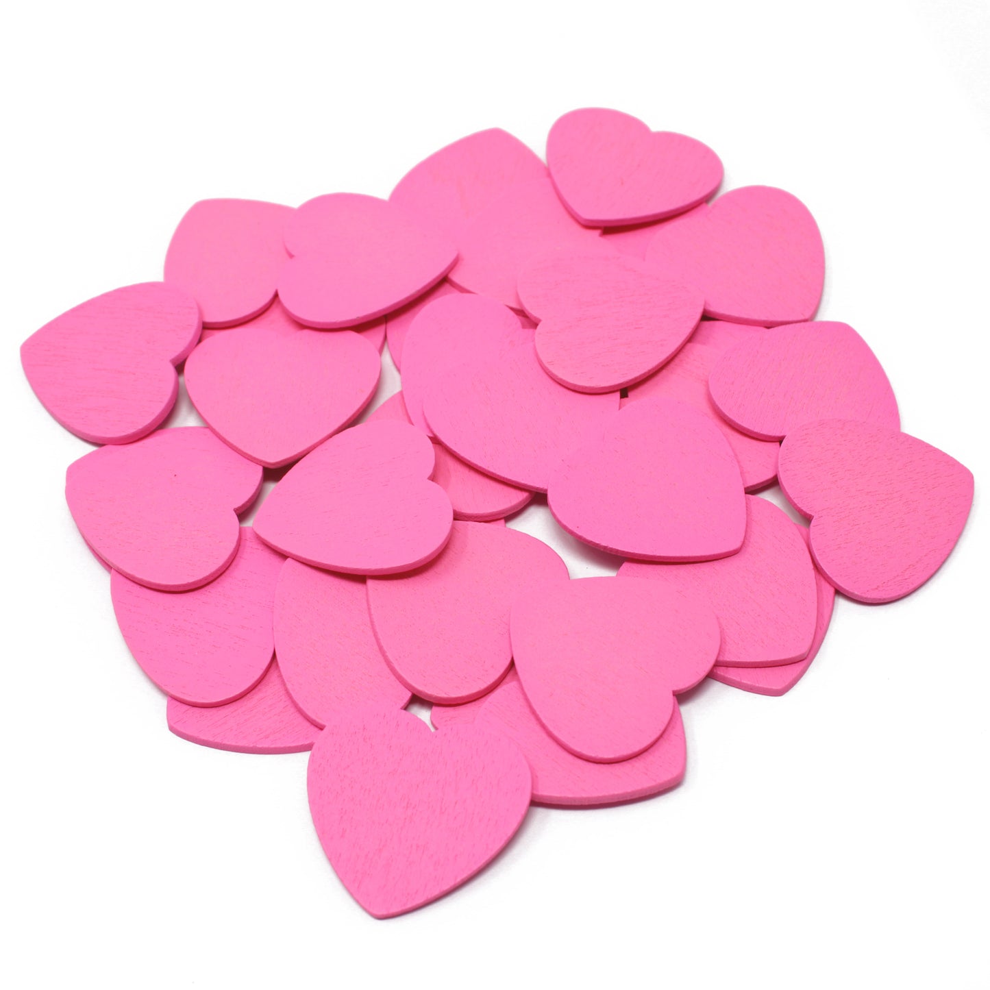 Pink 28mm Wooden Craft Coloured Hearts