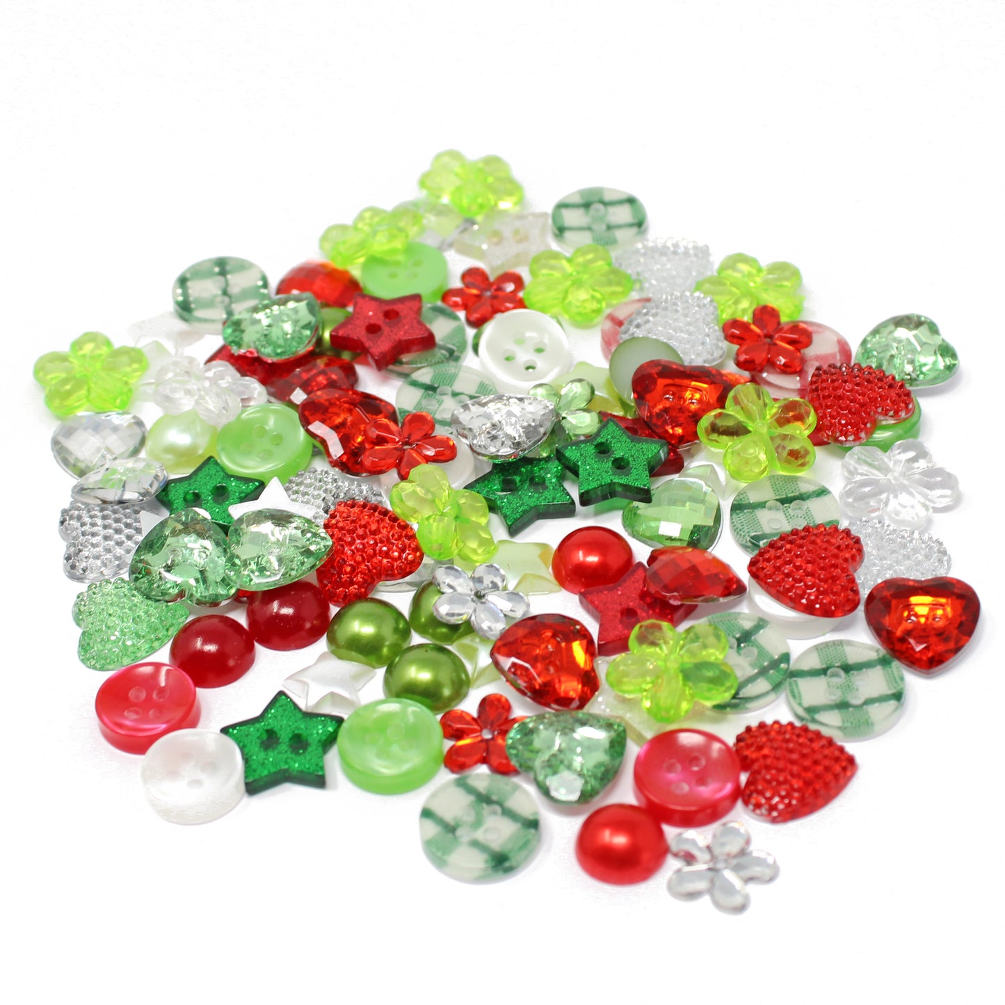 Christmas Mix 100 Mix Acrylic & Resin Buttons & Flatbacks