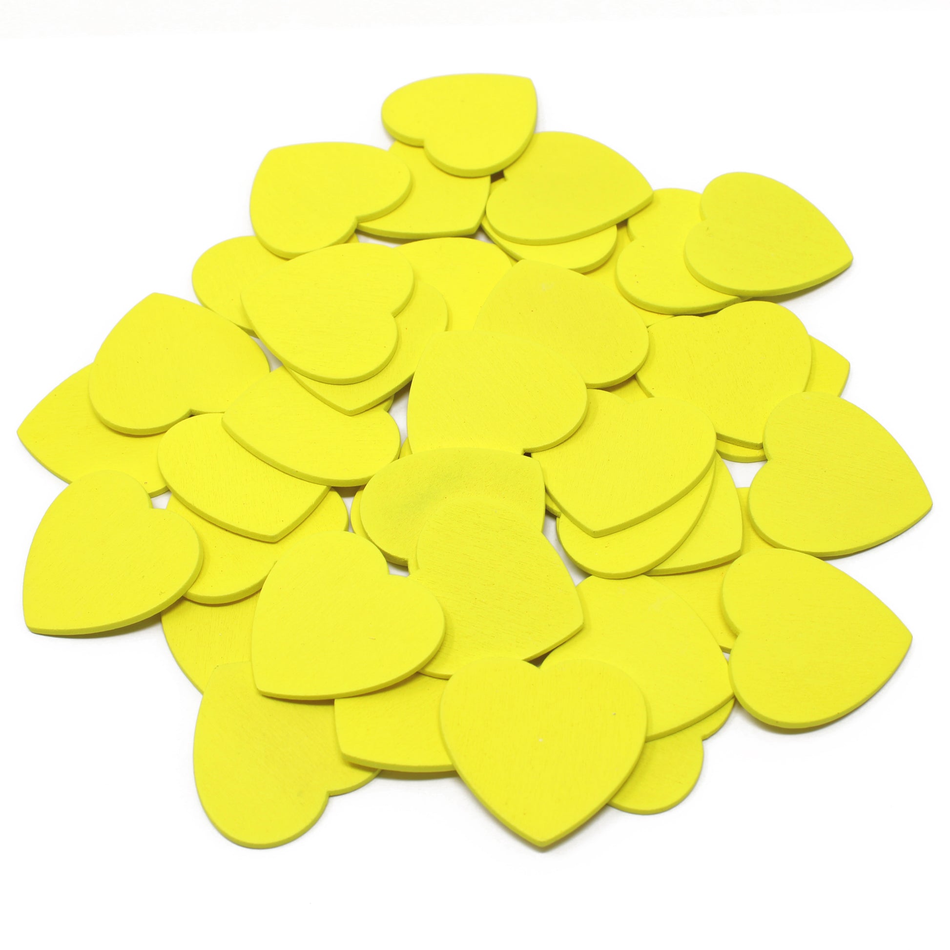 Yellow 28mm Wooden Craft Coloured Hearts