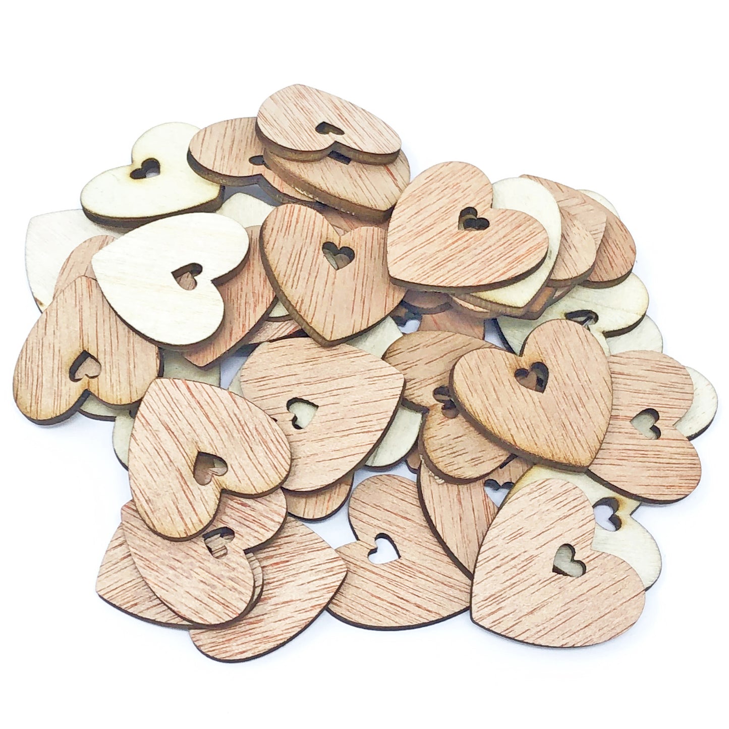 Plain 25mm Wooden Double Love Hearts