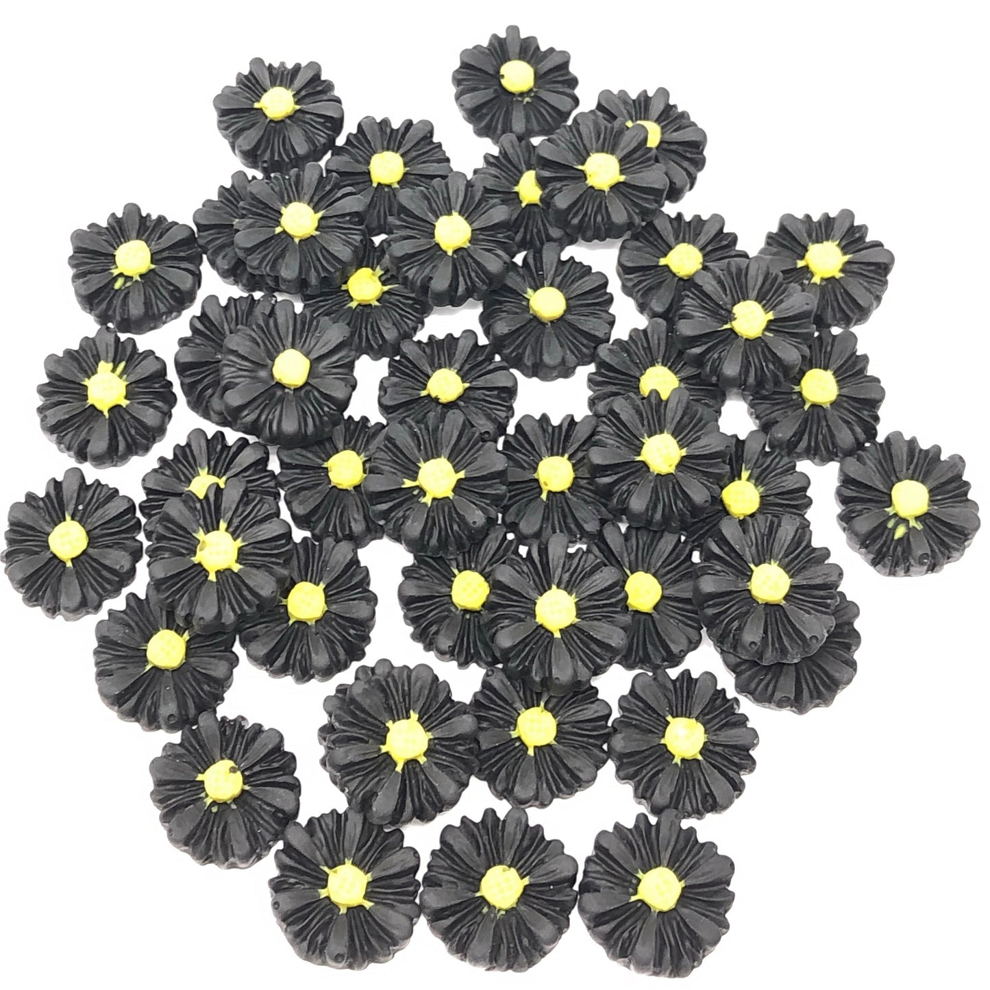 Black 13mm Daisy Flatbacks - Pack of 45