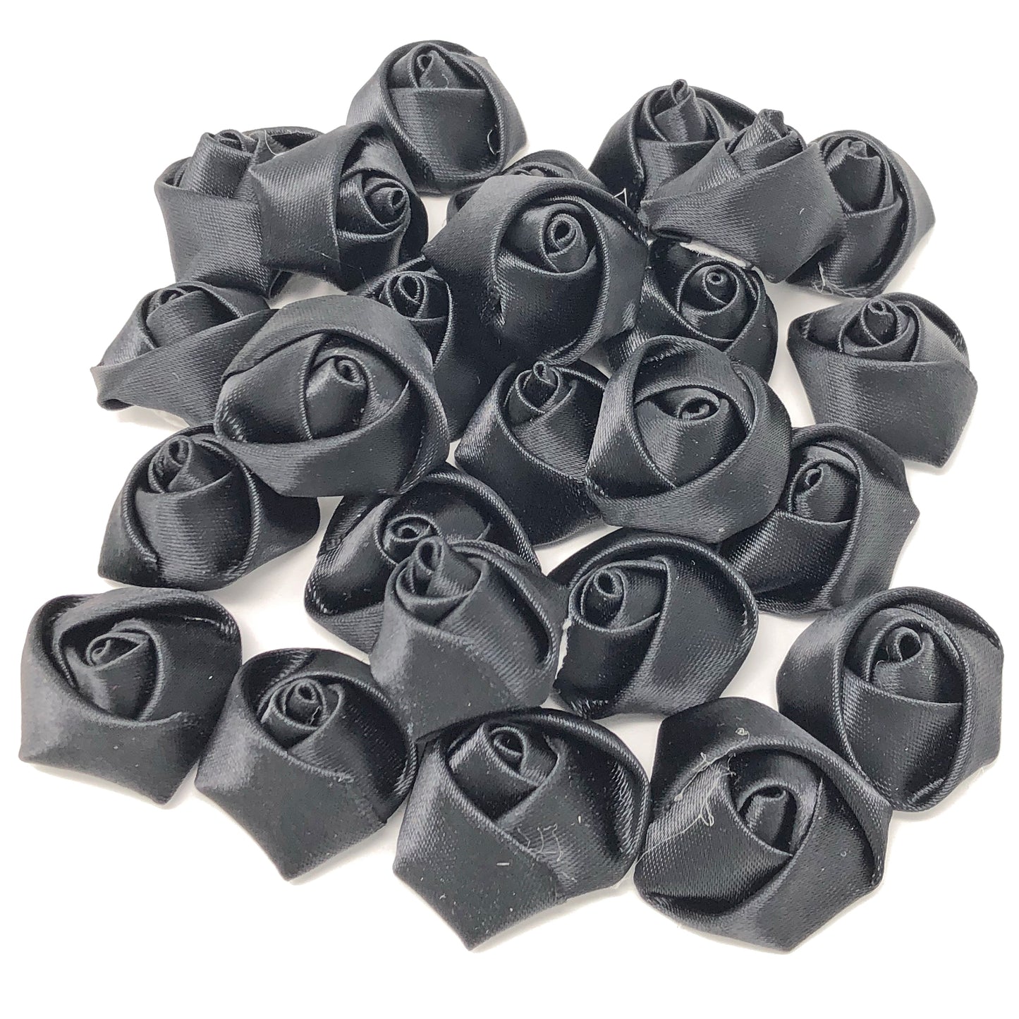 Black 25mm Felt Flatback Ribbon Roses
