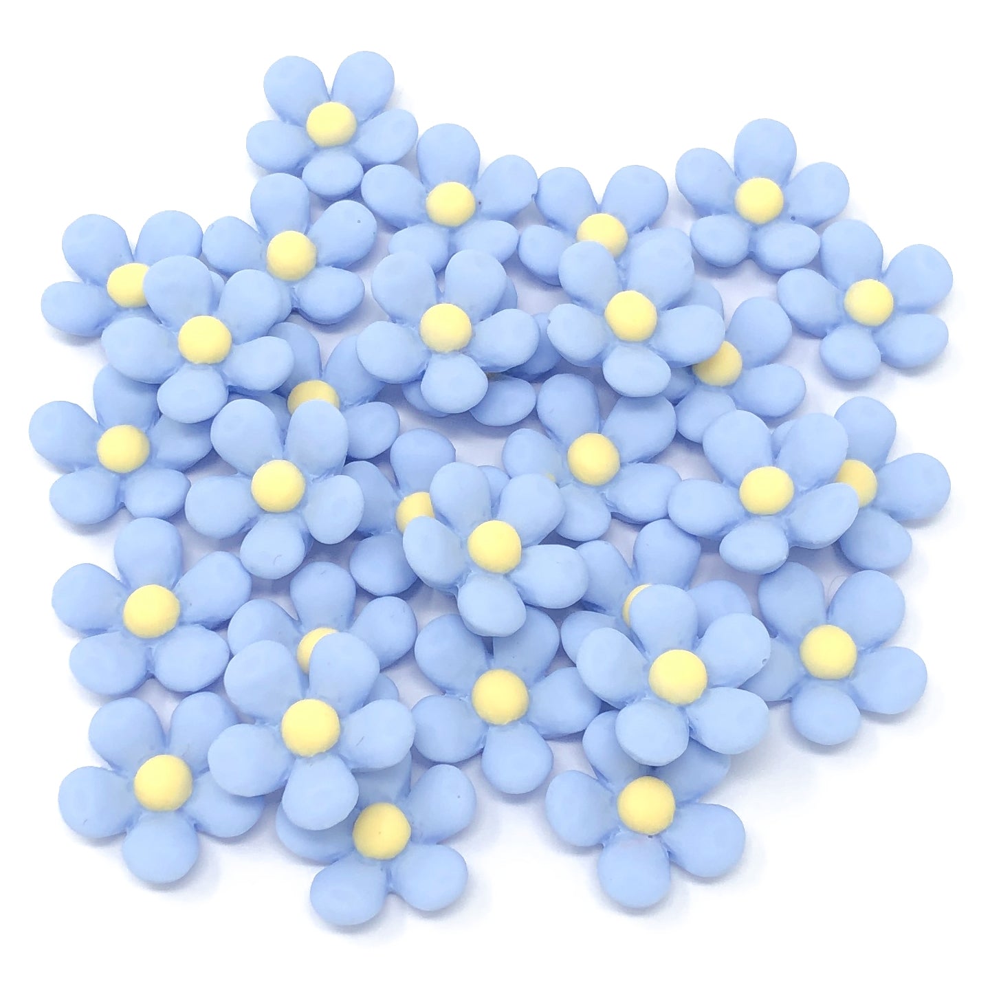 Blue 18mm Soft Feel Daisy Flatbacks - Pack of 30