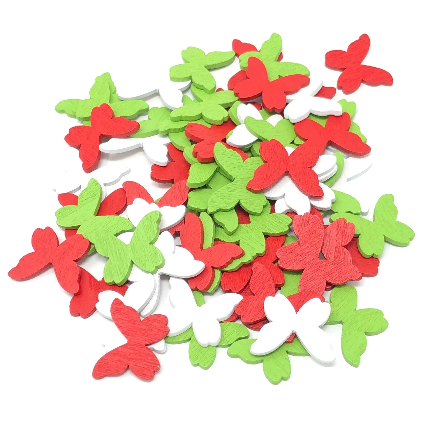 Christmas Mix 20mm Wooden Craft Coloured Butterflies