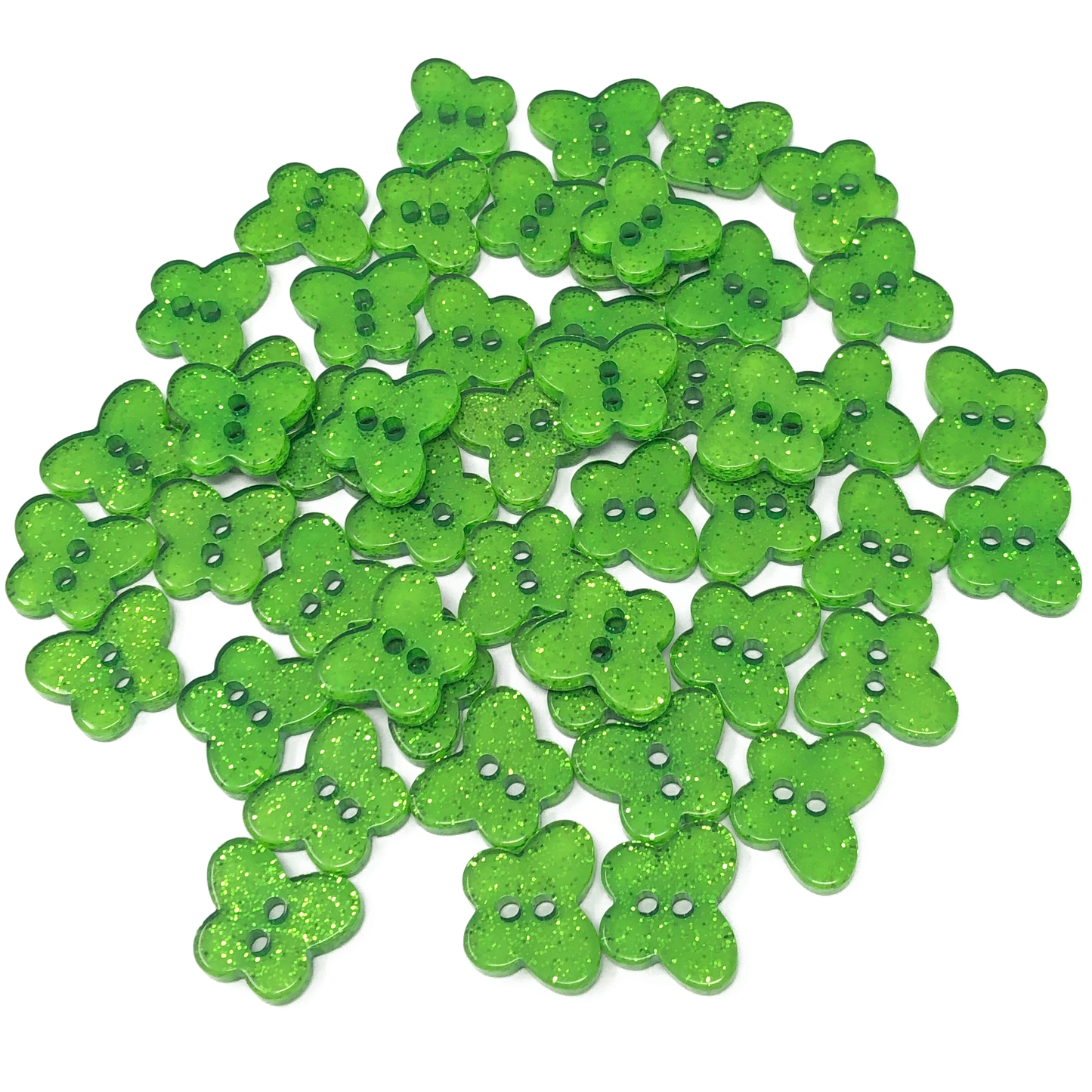 Dark Green 50 Mix Glitter Butterfly 13mm Resin Buttons