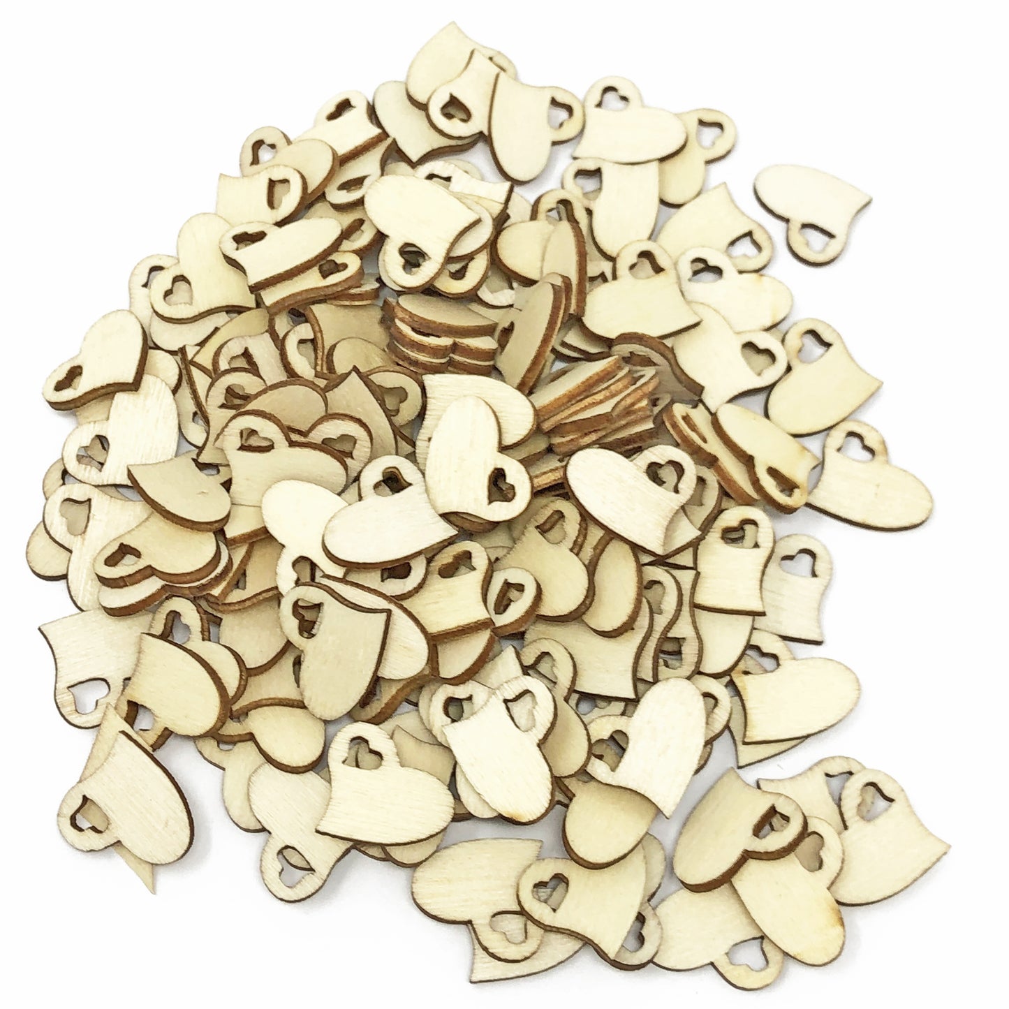 15mm Double Wooden Confetti Love Hearts