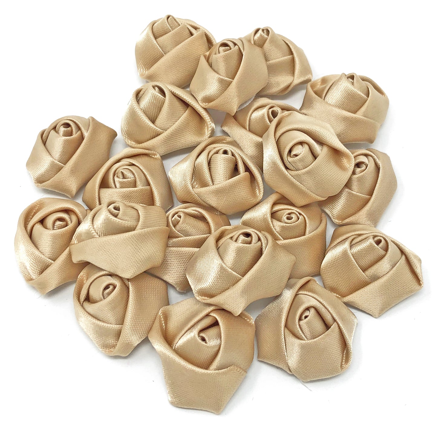 Gold 25mm Felt Flatback Ribbon Roses