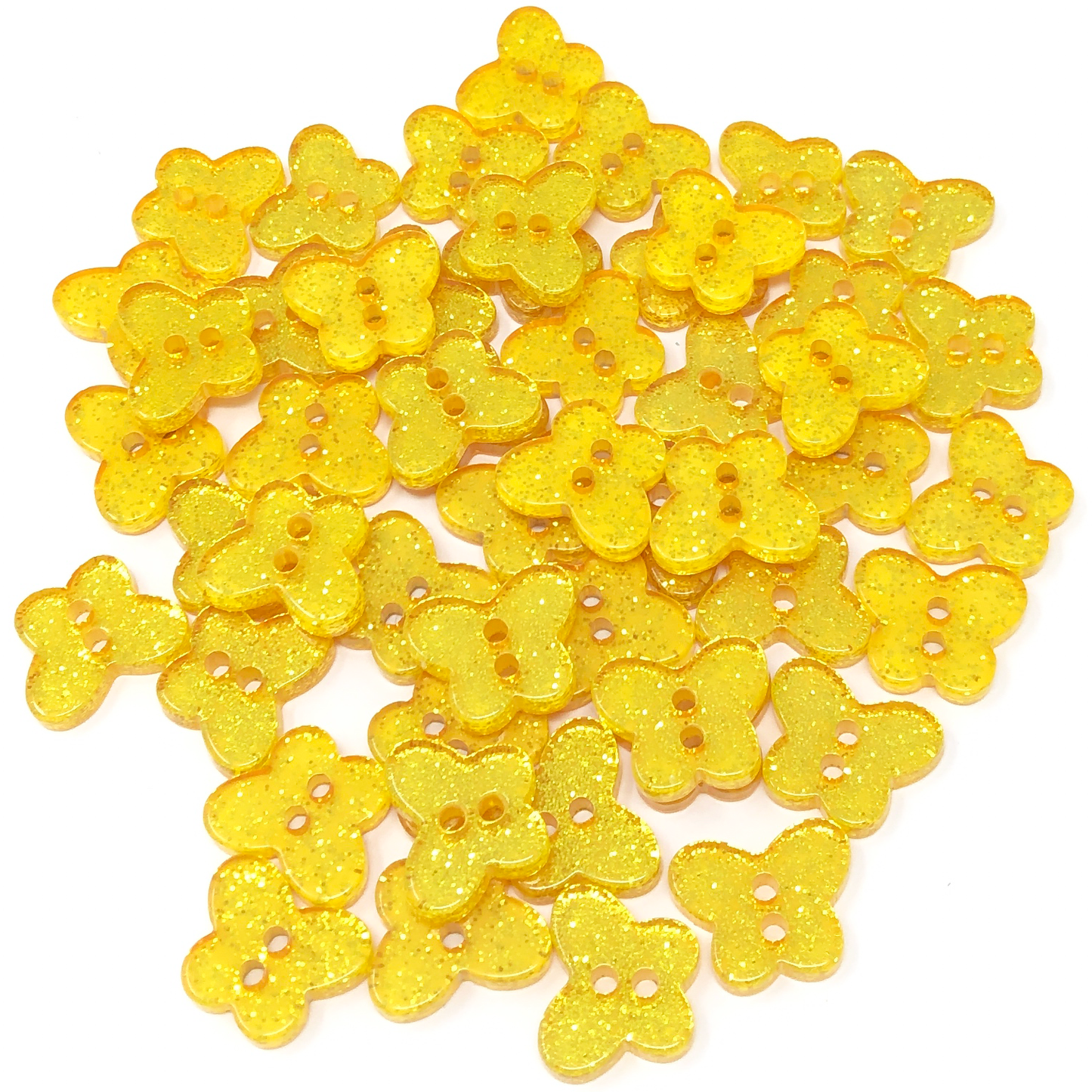 Gold 50 Mix Glitter Butterfly 13mm Resin Buttons