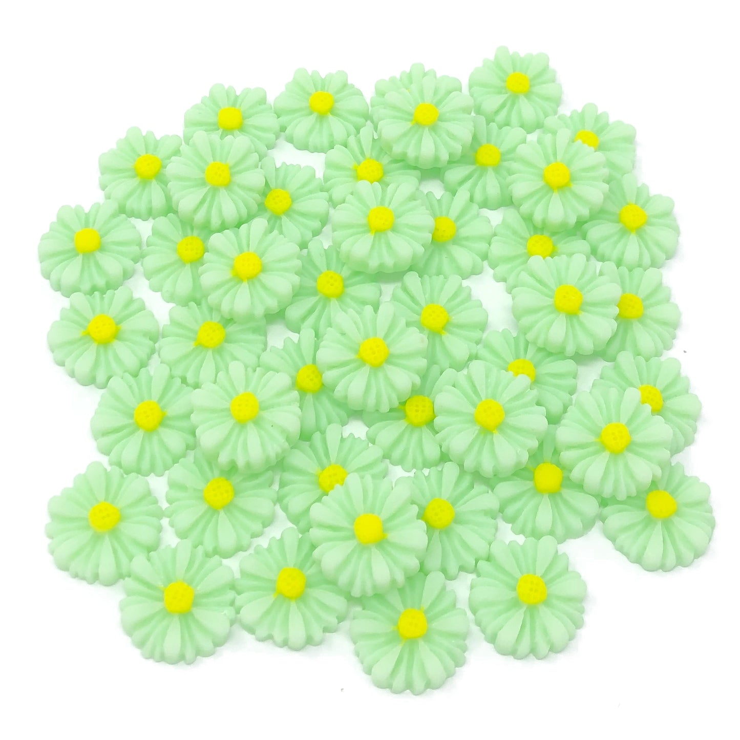 Green 13mm Daisy Flatbacks - Pack of 45