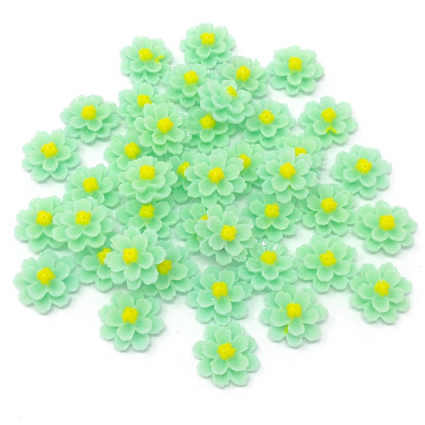 Gren 13mm Resin Flower Flatbacks - Pack of 40