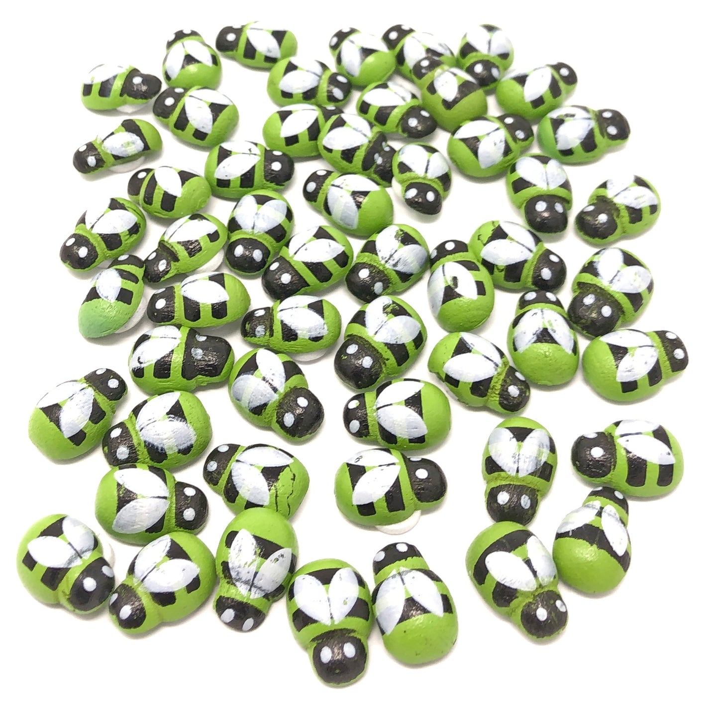Green Bees Mini 9x12mm Bees Self Adhesive Wooden Bumble Bee Wood Toppers