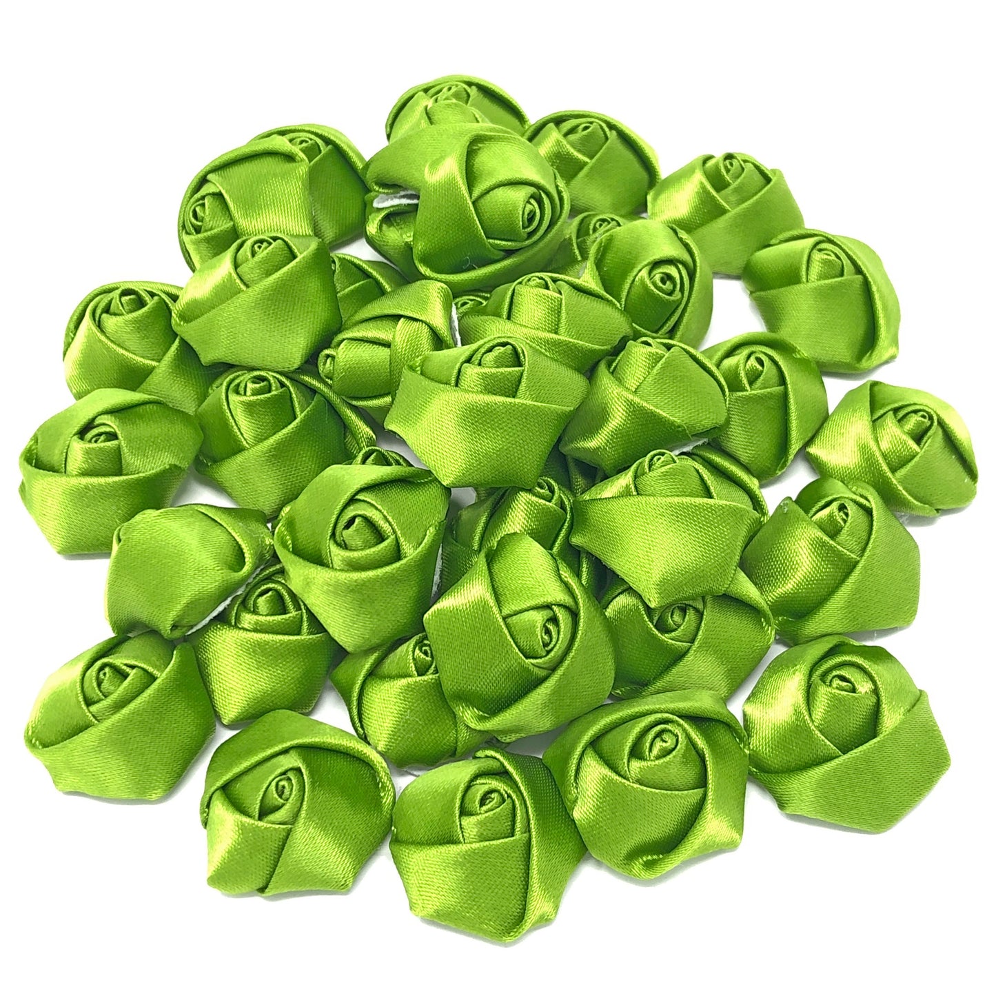 Green 25mm Felt Flatback Ribbon Roses