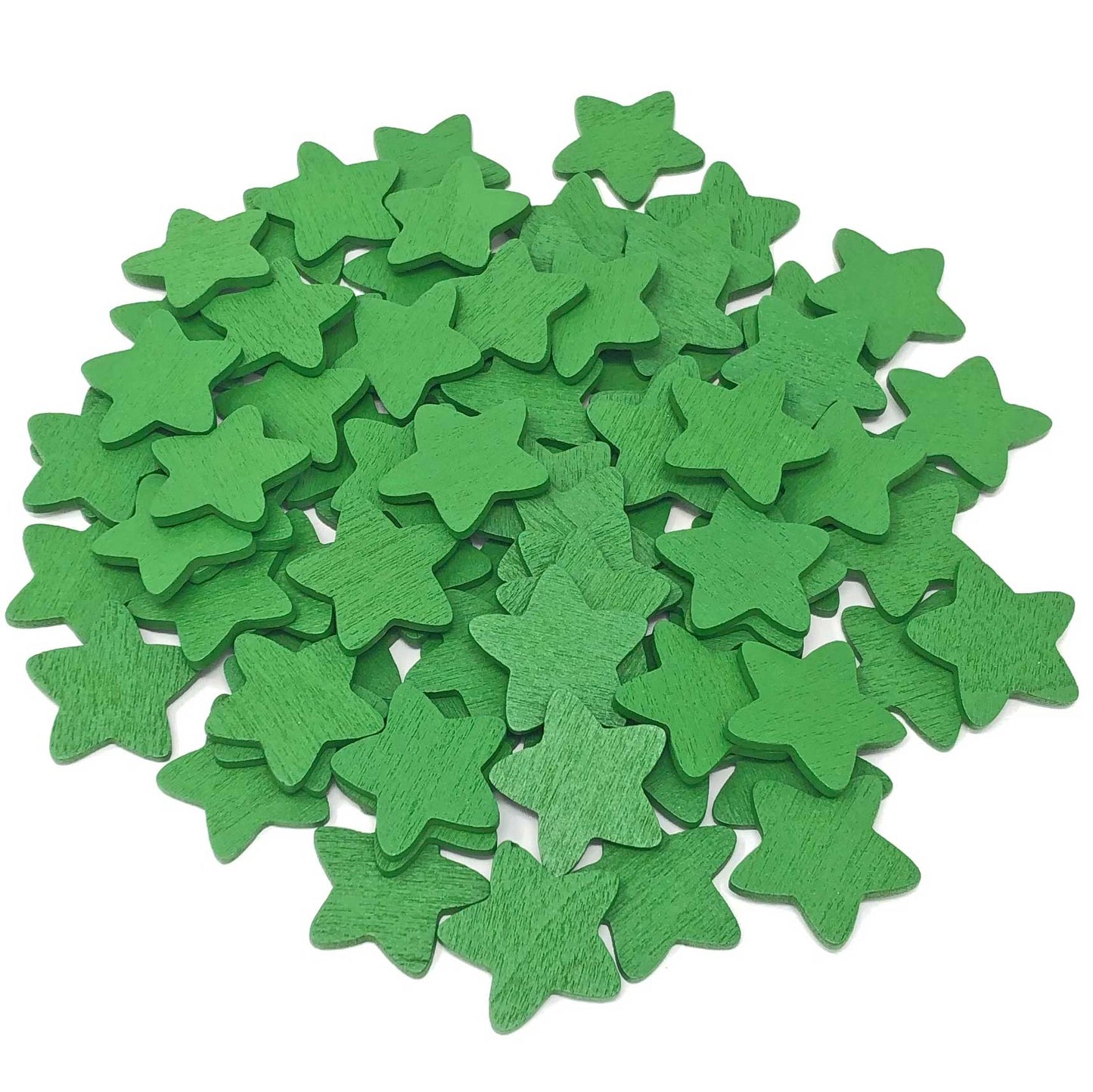 Green 18mm Wooden Craft Coloured Stars