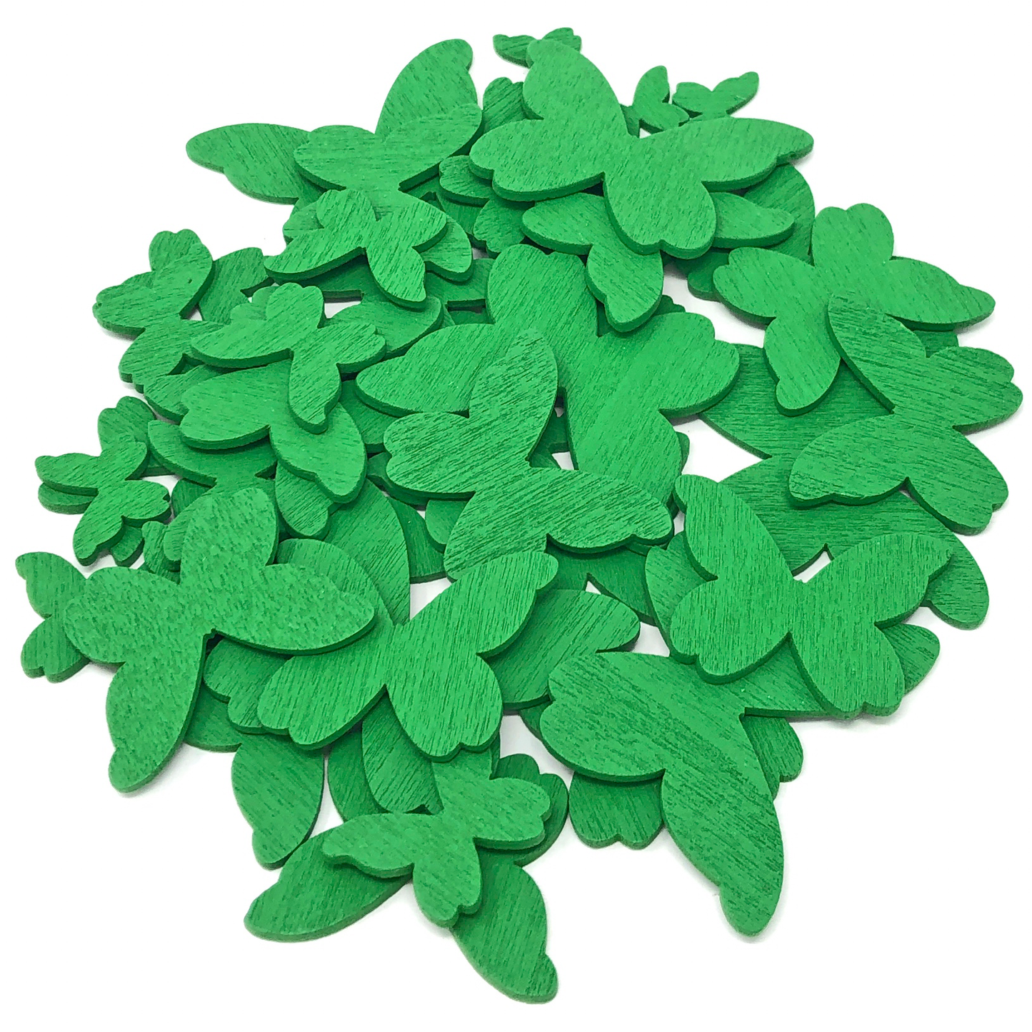 Green 50 Mixed Size Wood Butterflies