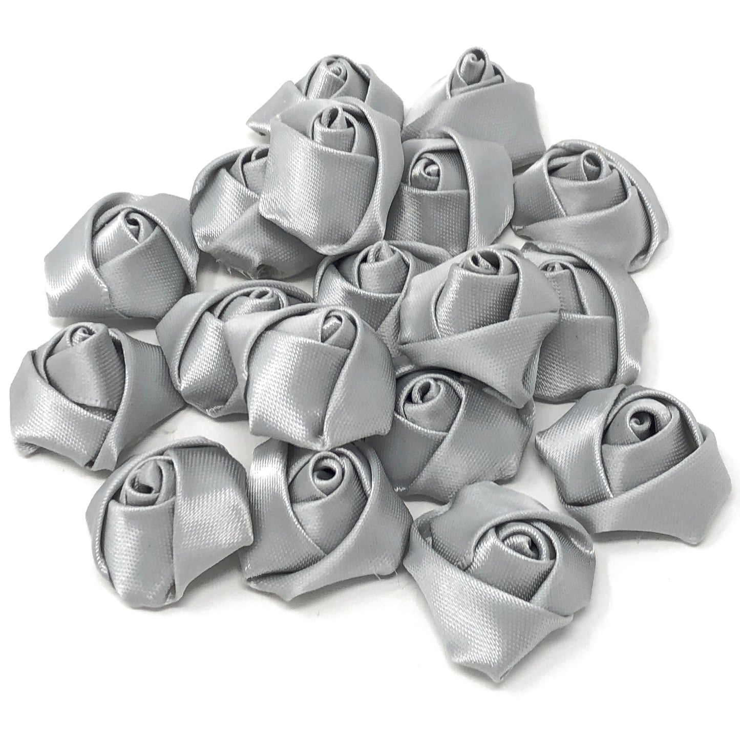 Grey 25mm Felt Flatback Ribbon Roses