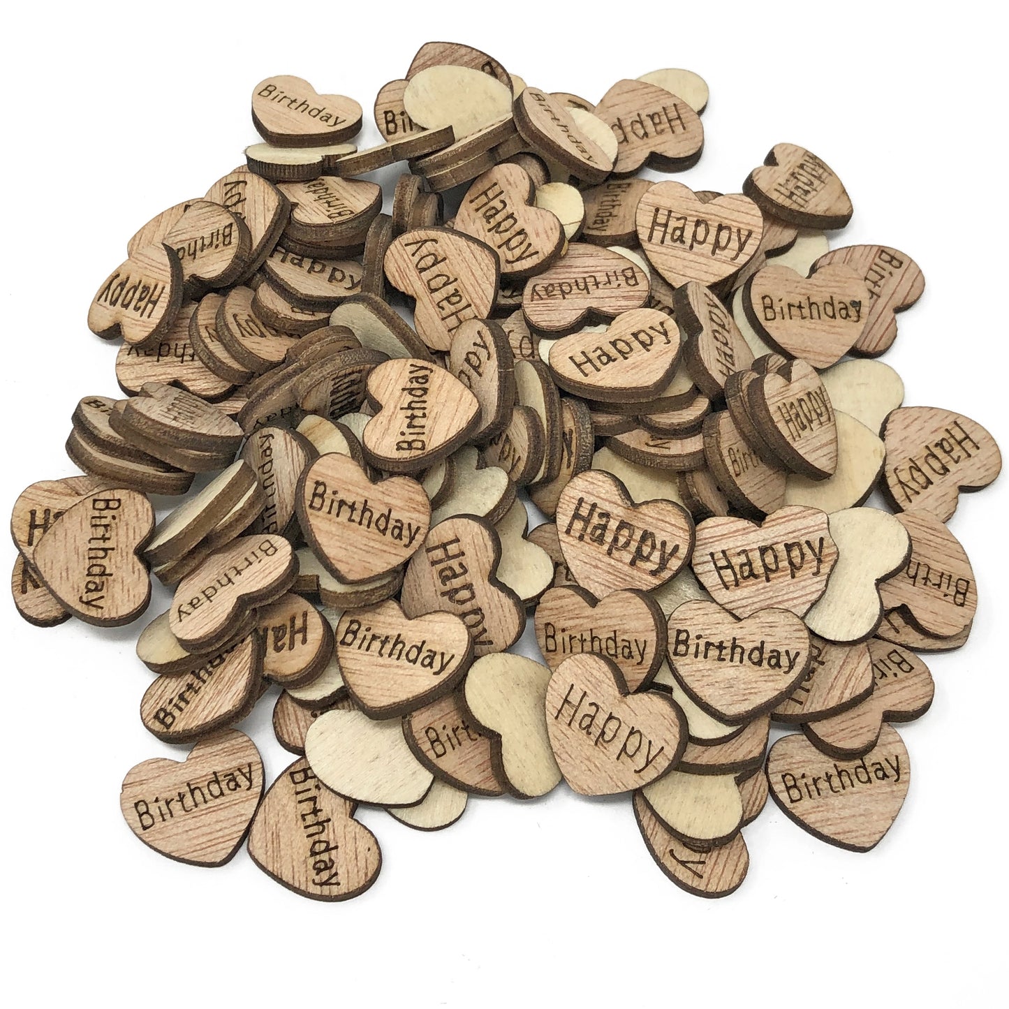 Happy Birthday 15mm Wooden Birthday & Baby Shower Hearts