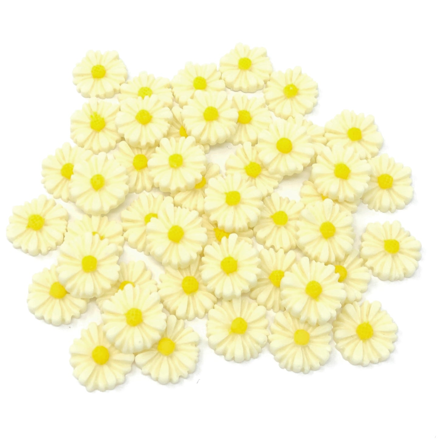 Ivory 13mm Daisy Flatbacks - Pack of 45