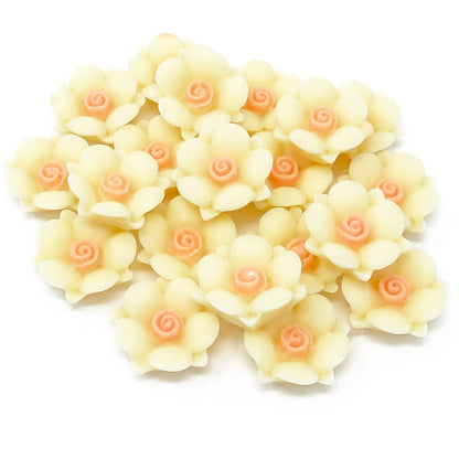 Ivory 20mm Soft Feel Rose Flower Flatbacks - Pack of 20