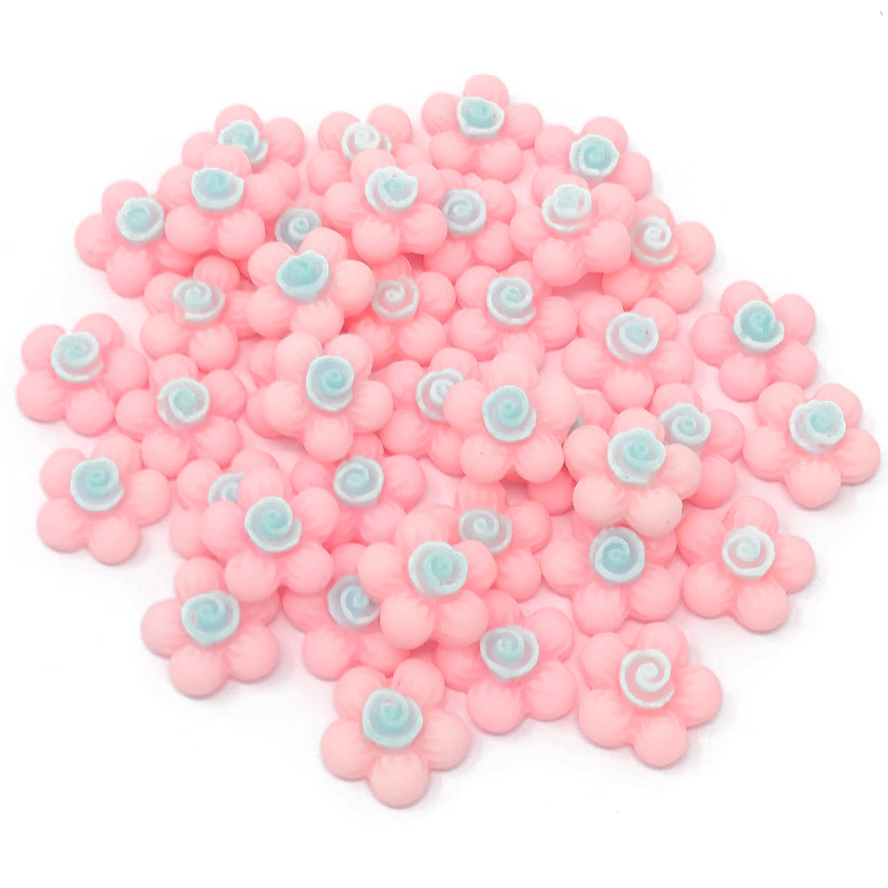 Light Pink 13mm Soft Feel Resin Flower Flatbacks - Pack of 40