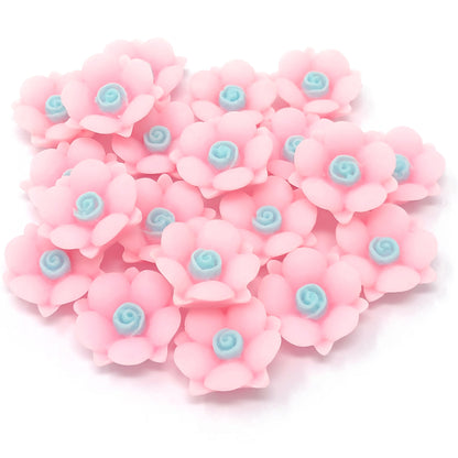 Light Pink 20mm Soft Feel Rose Flower Flatbacks - Pack of 20