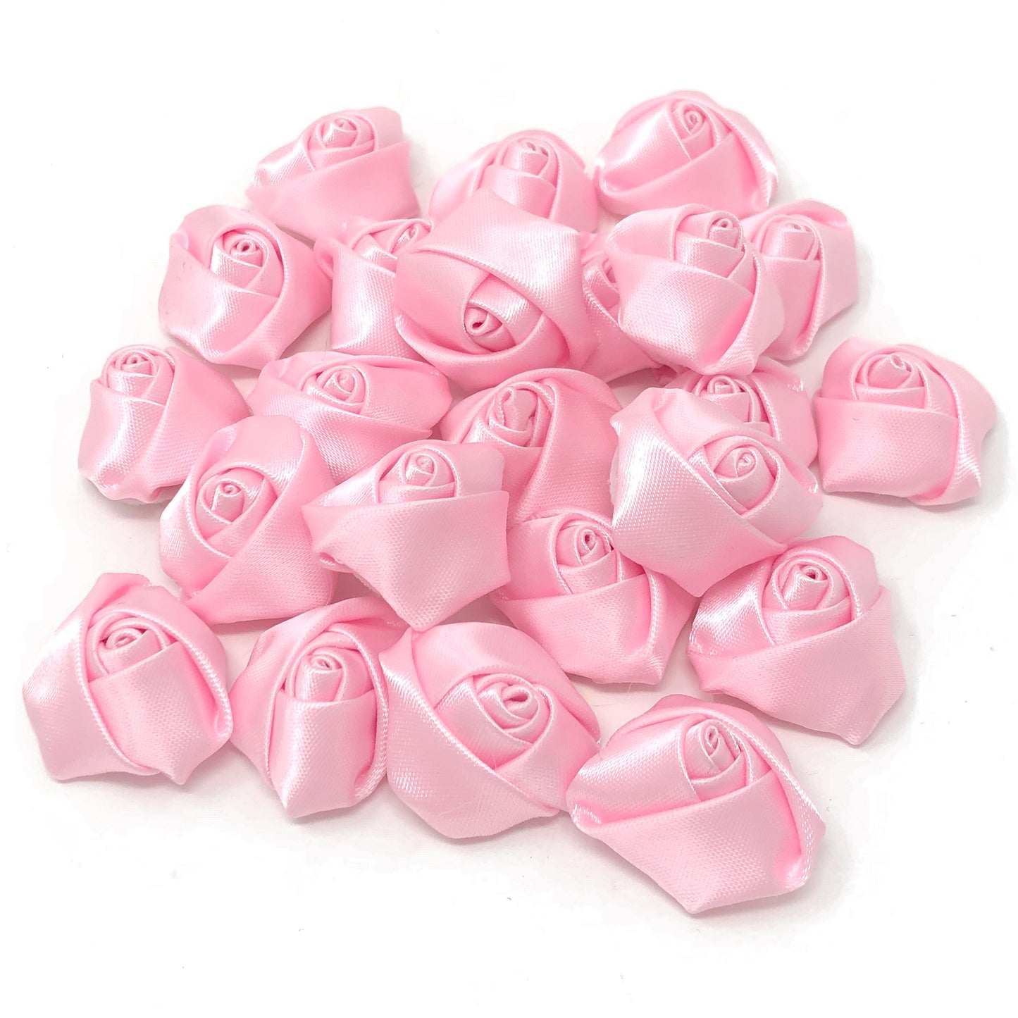 Light Pink 25mm Felt Flatback Ribbon Roses