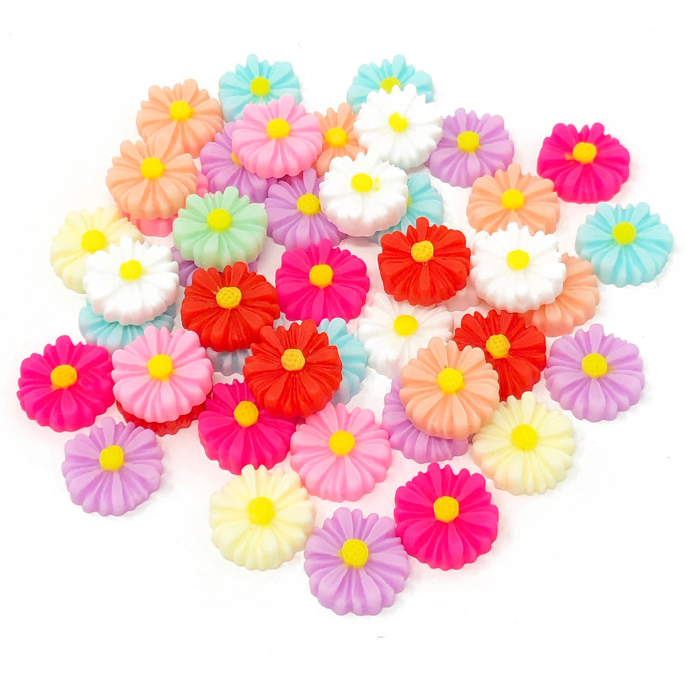 Mixed Colour 13mm Daisy Flatbacks - Pack of 45