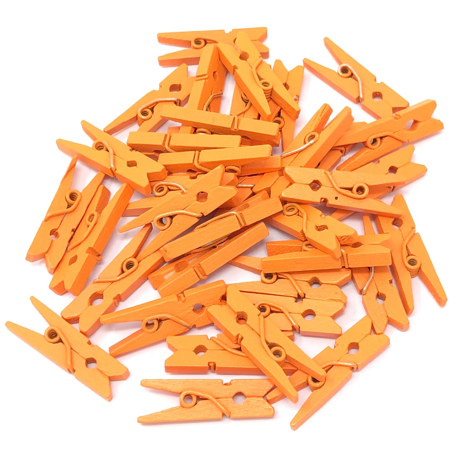 Orange 25mm Mini Coloured Wooden Clothes Pegs