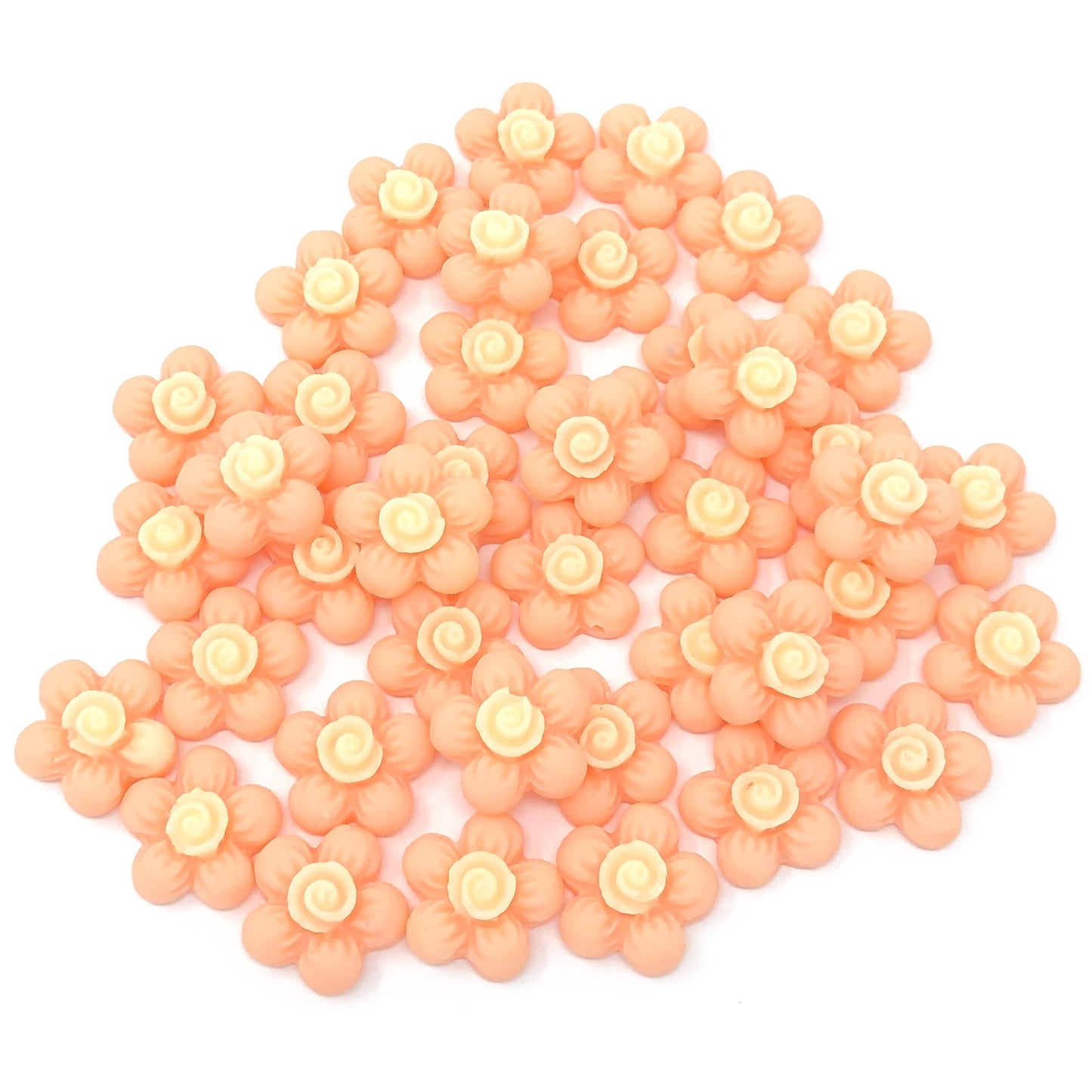 Peach 13mm Soft Feel Resin Flower Flatbacks - Pack of 40