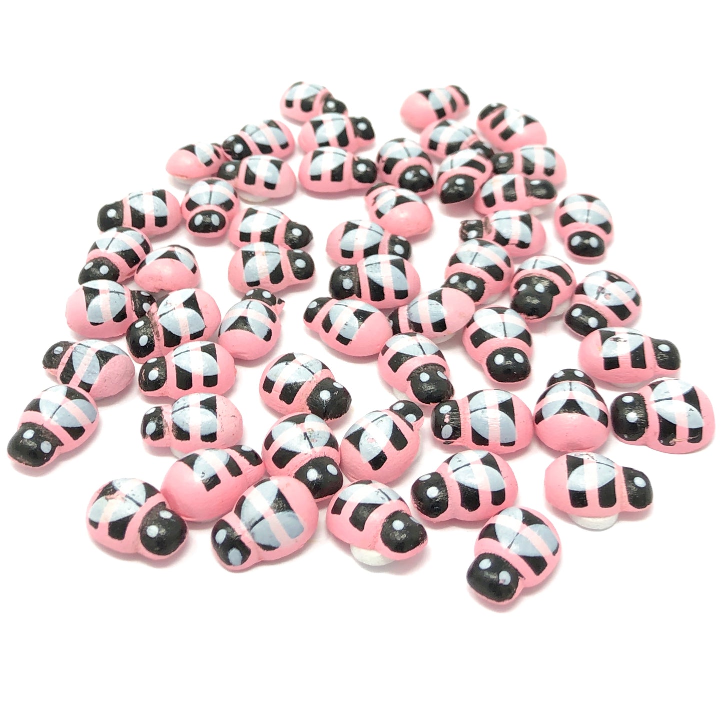 Pink Mini 9x12mm Bees Self Adhesive Wooden Bumble Bee Wood Toppers