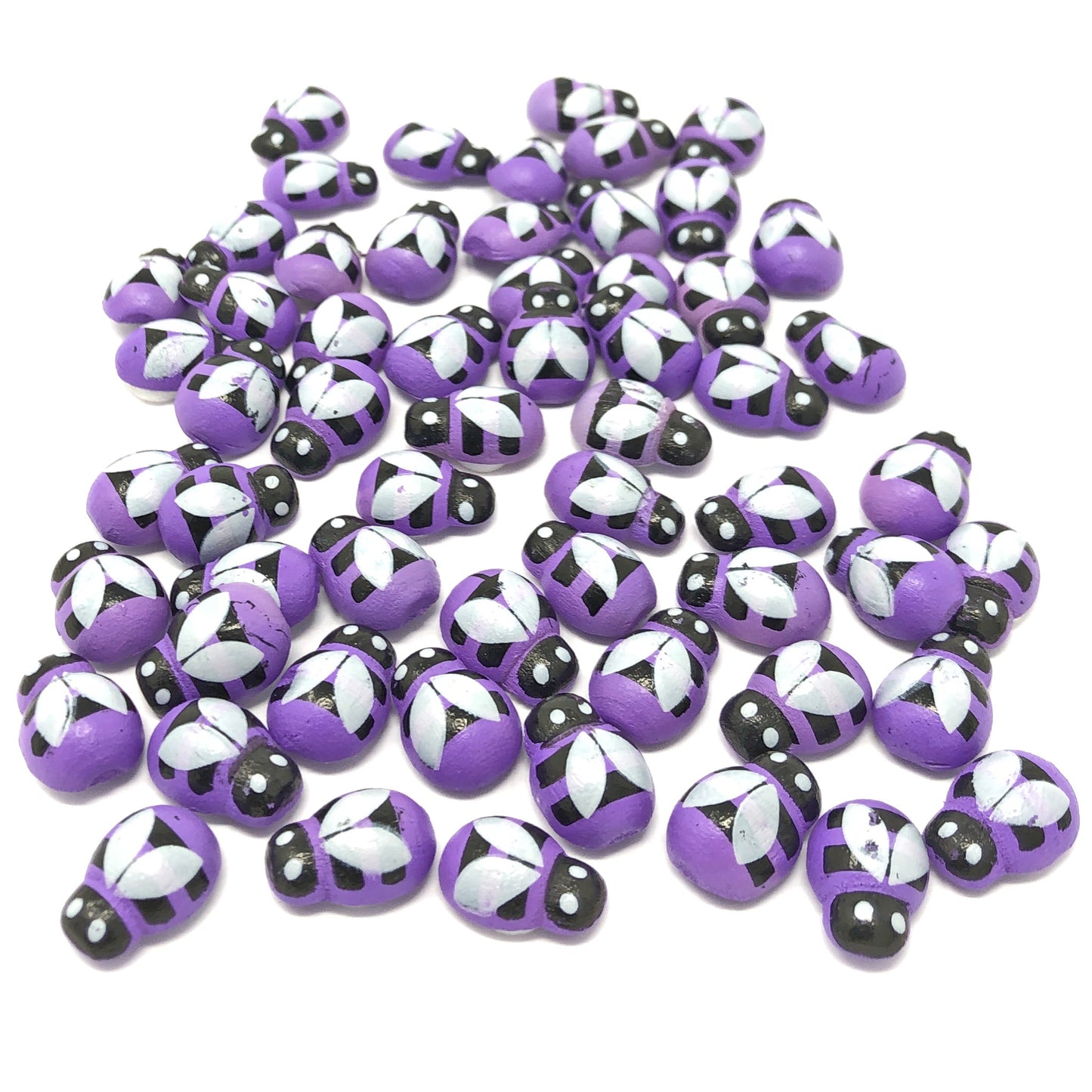 Purple Mini 9x12mm Bees Self Adhesive Wooden Bumble Bee Wood Toppers