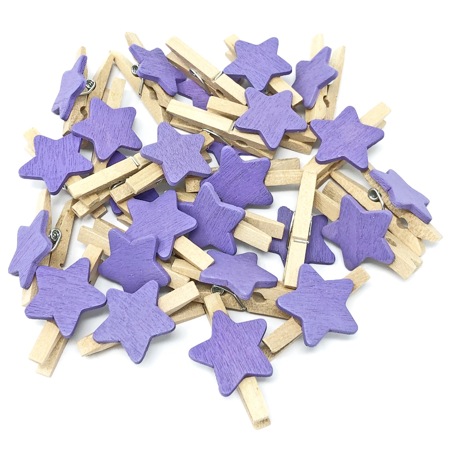 30mm Mini Wooden Clothes Pegs with 18mm Stars