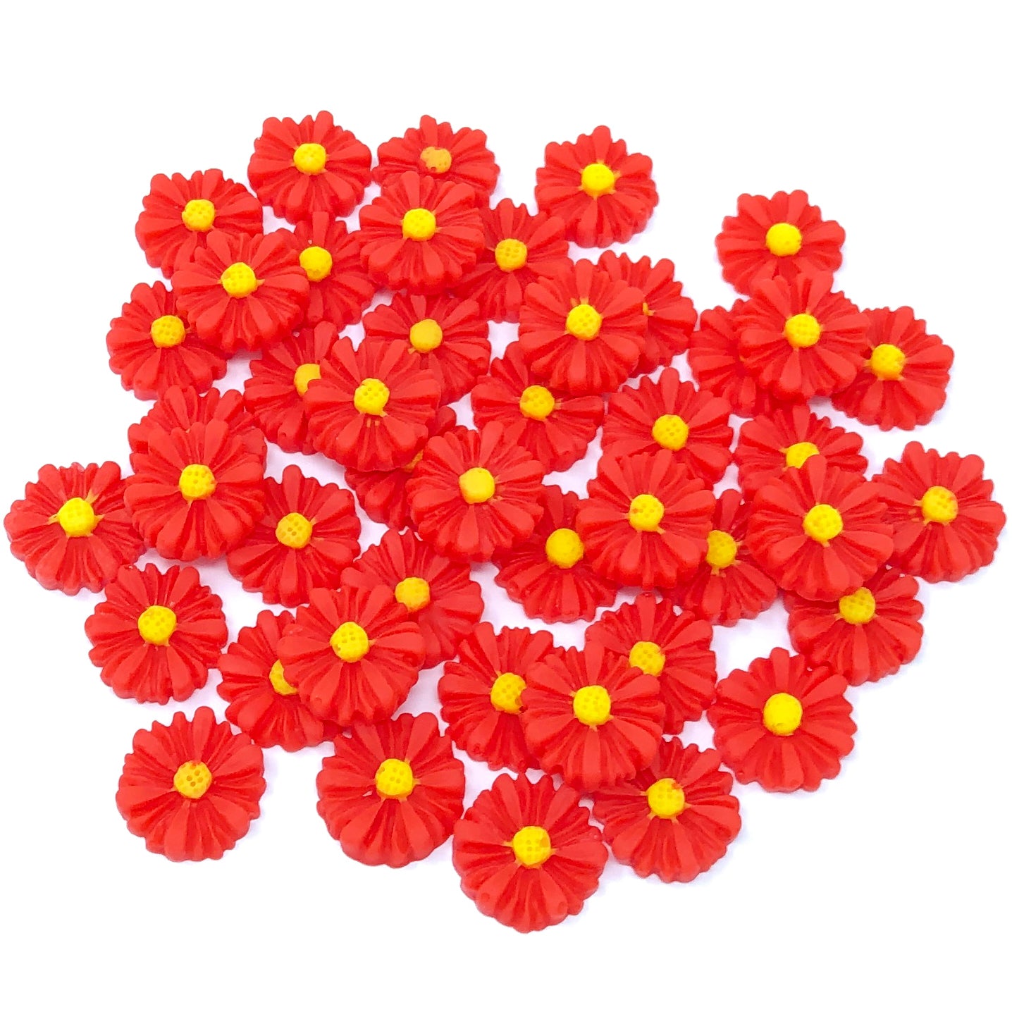 Red 13mm Daisy Flatbacks - Pack of 45